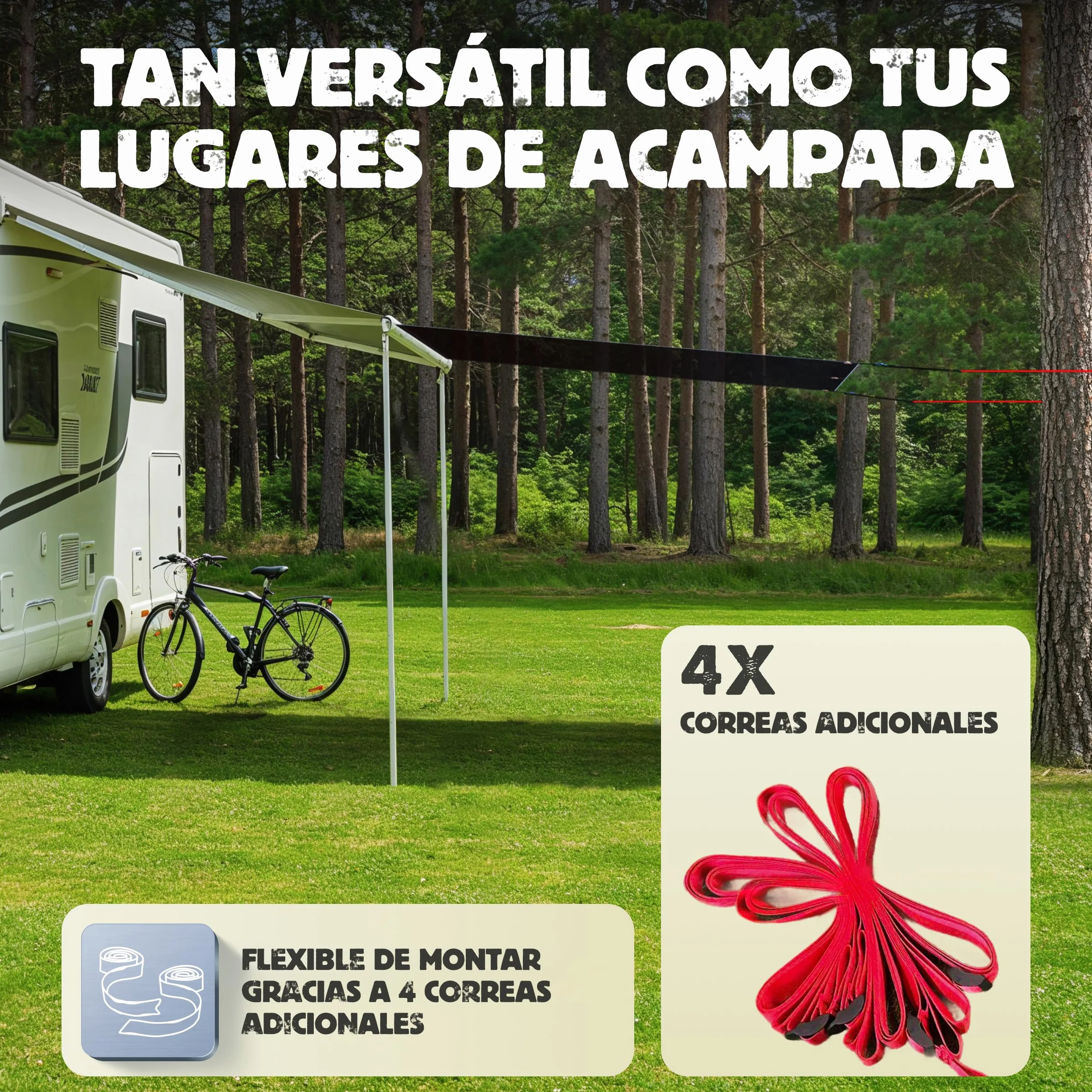 LAINFELD Toldo de Refuerzo de 2,4 x 2,0 m, protección Solar para autocaravanas, toldo Apto para Thule Omnistor, Barra de Refuerzo para Accesorios