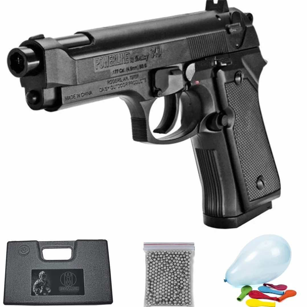 Pistola de balines ECOMMUR P-340 Acero por Aire comprimido SIN CO2 Carga por Muelle