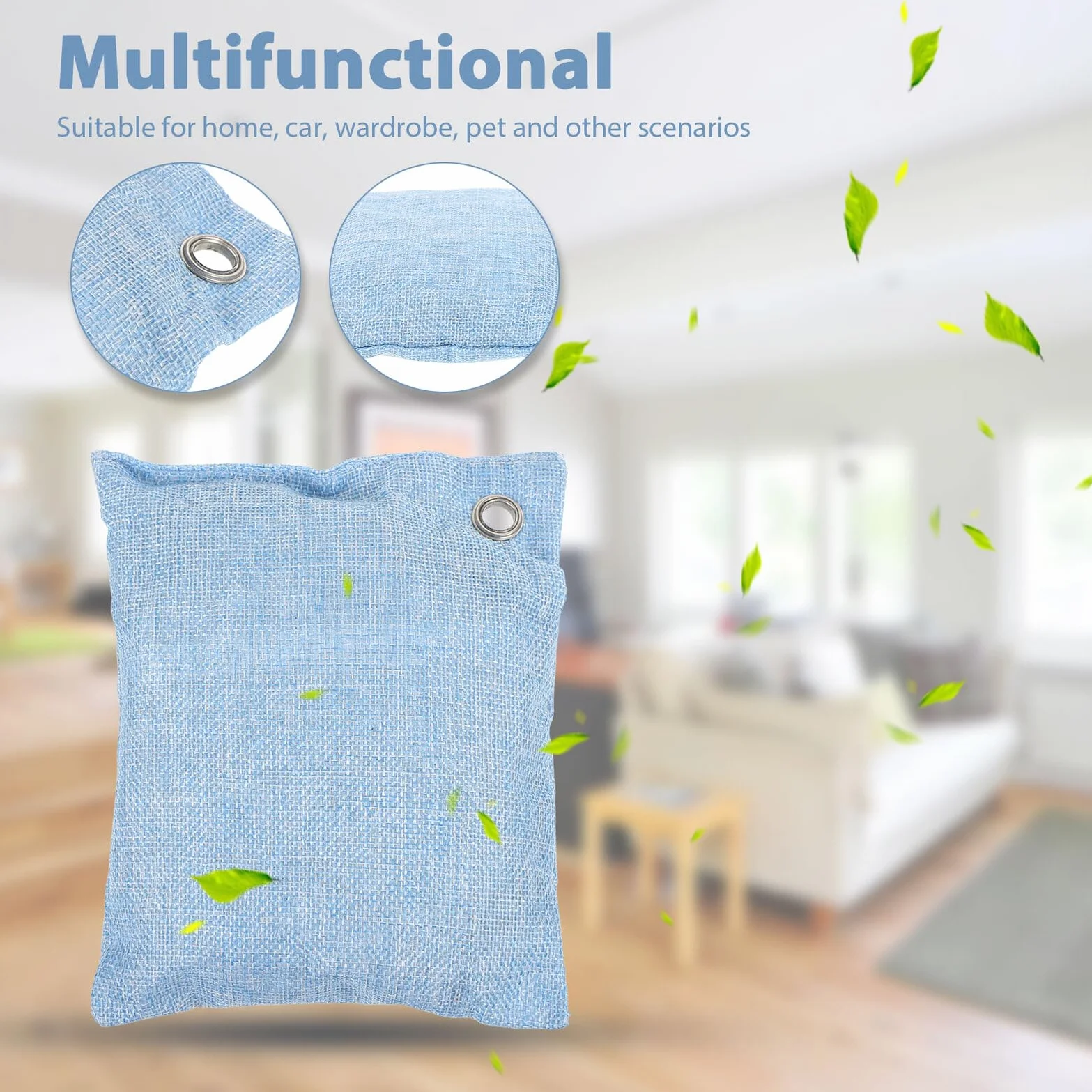 Healvian Bolsas Purificadoras de Aire de Carbón de Bambú Activado Absorbentes de Olores y Humedad para Hogar Coche Armarios