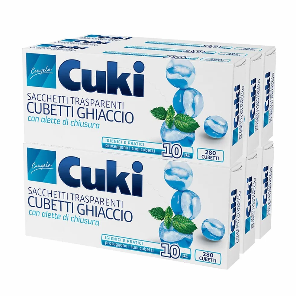 Cuki Bolsas de hielo 280 cubos 6 paquetes plástico