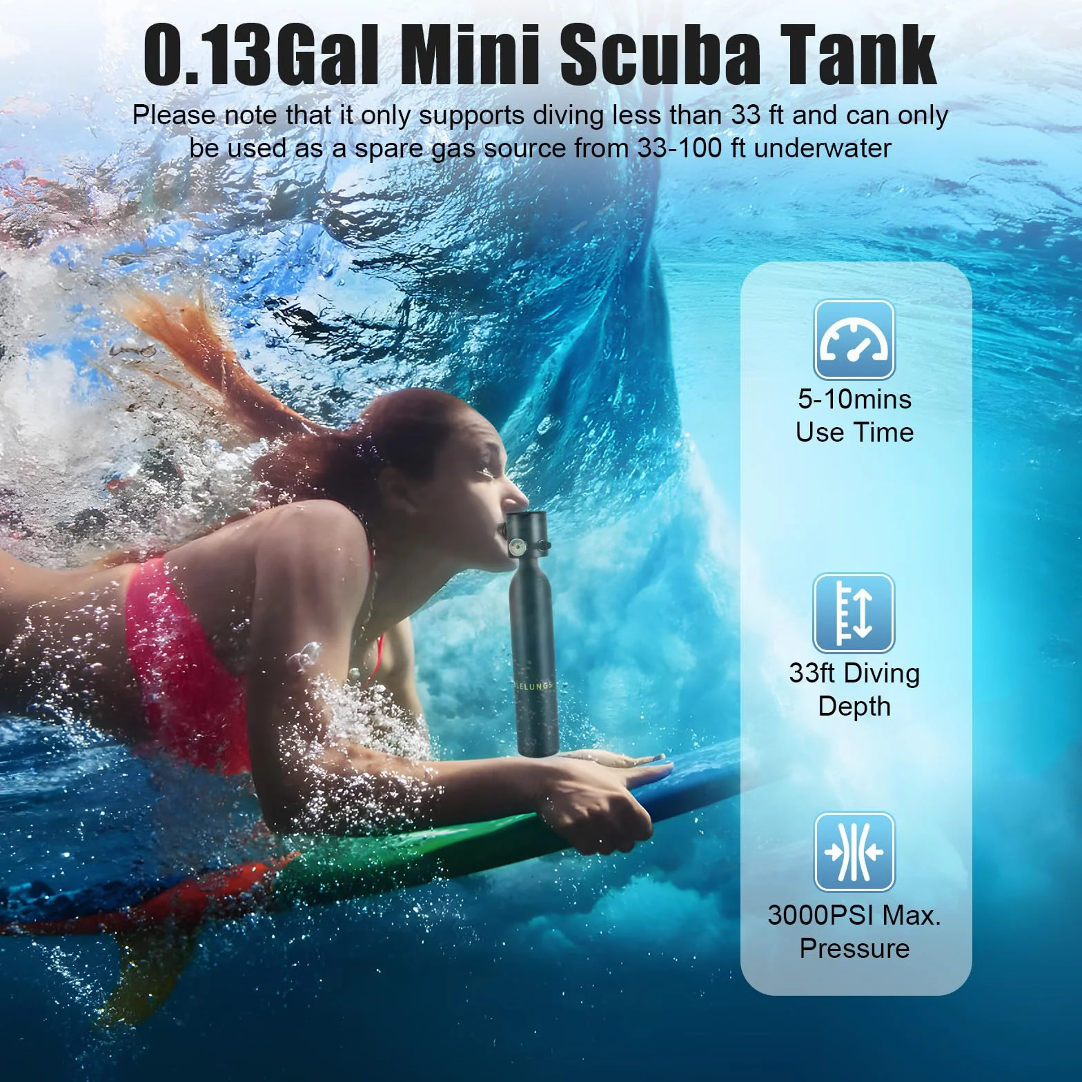 MccoMMon S300 Mini Buceo Botella de oxígeno de 0,5 L Submarinismo (bucear) Botella pequeña para respiración subacuática Portátil Buceo Tanque de oxígeno Depósito de aire pulmonar para rescate de