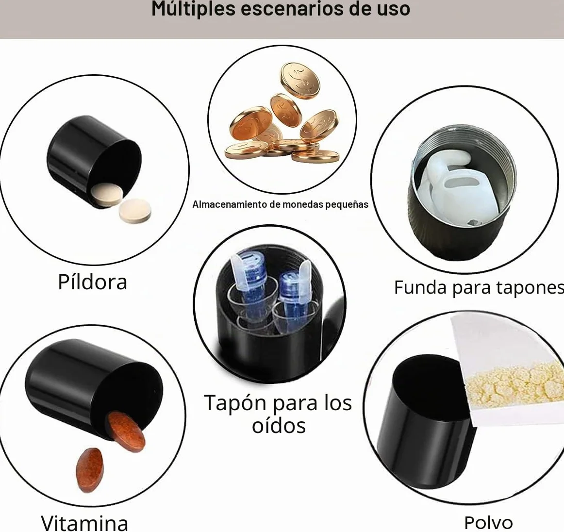 Organizador de pastillas metálico portátil impermeable 4 cajas pequeñas para viajes