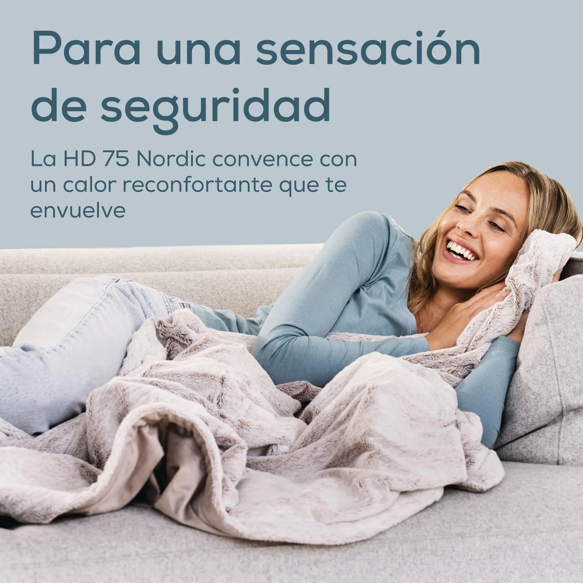 Beurer HD 75 Nordic manta eléctrica, manta térmica suave con aspecto de piel sintética, 6 niveles de temperatura, lavable a máquina (30 °C), desconexión automática. Color beige/marrón, 180×130 cm