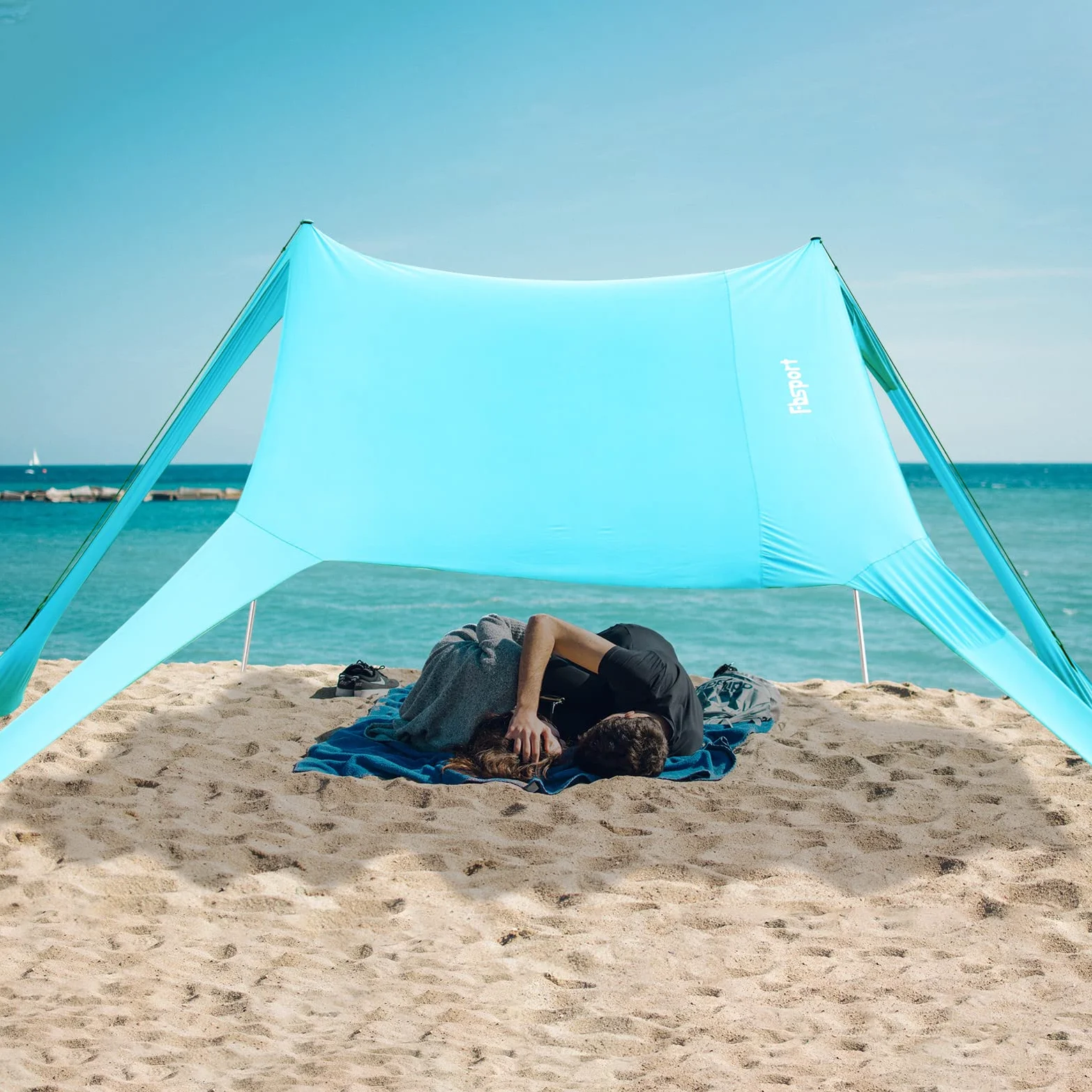 Tienda de Playa Carpa de Playa desplegable UPF 50+ Protección UV con Polos de Aluminio Anclaje de Arena para Patio Trasero Parque Playa,Sombra al Aire Libre para Viajes de Camping, Pesca