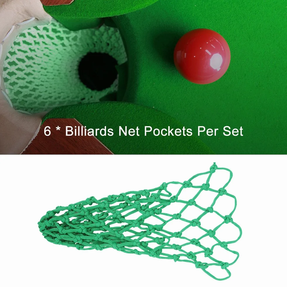 Bolsillos de malla de billar 6 piezas/juego Accesorios de kit de mesa de billar Reemplazo de bolsa de red de billar de nylon Verde reemplazo para reemplazo para accesorios de mesa de billar de billar