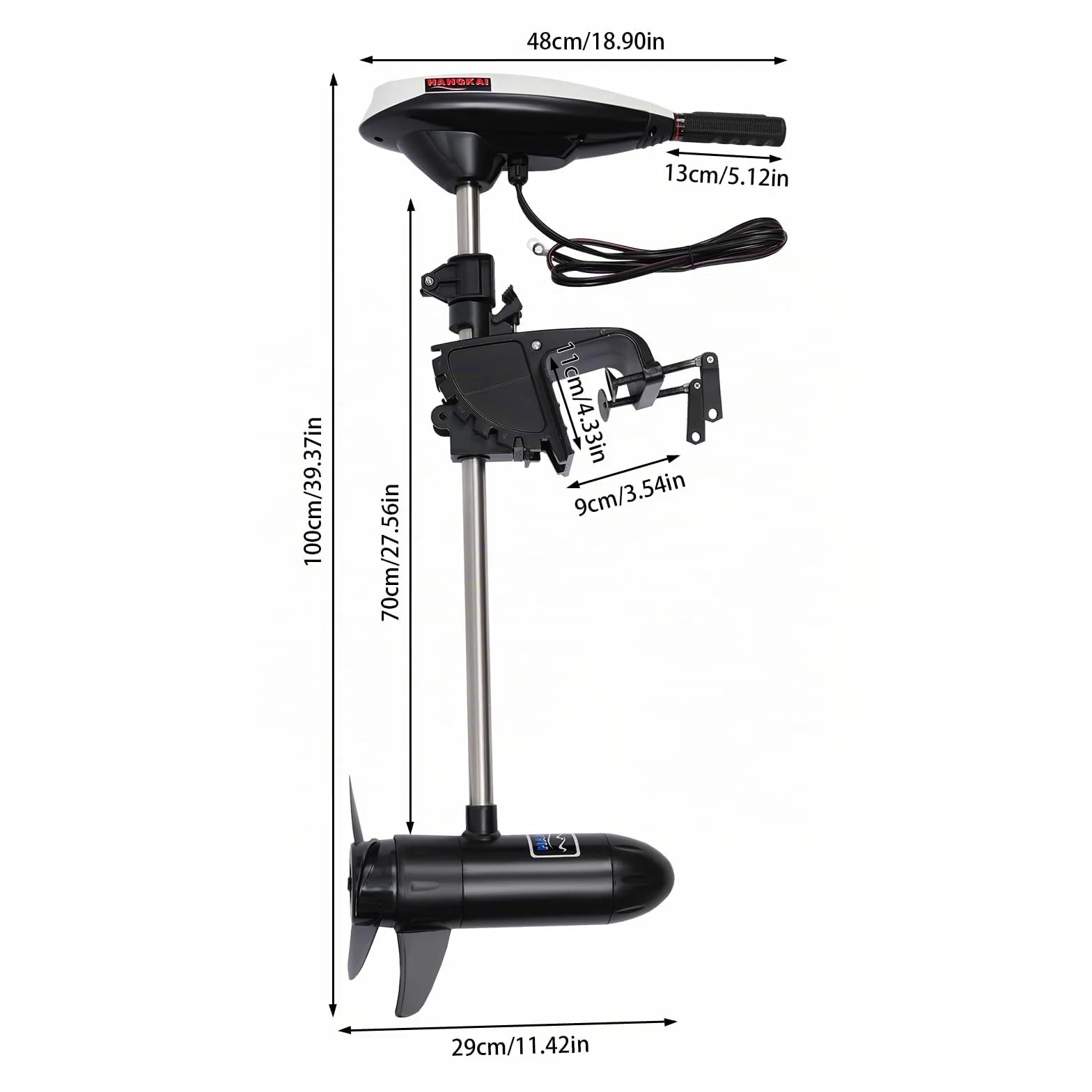 Motor Eléctrico Fueraborda 45 lbs de Empuj, 12V Motor Eléctrico Barco 400kg Capacidad de Carga para Canoa Bote Kayak Botes Inflables