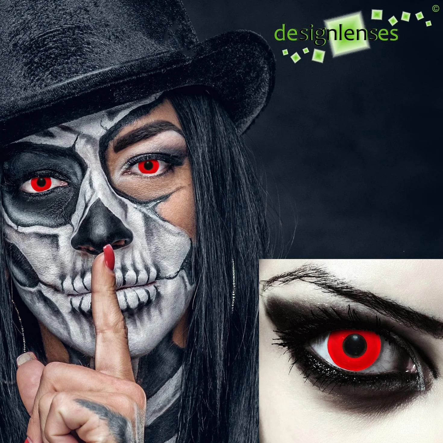 Lentillas de color rojo Halloween vampiro Blood Eye 1 par sin graduación