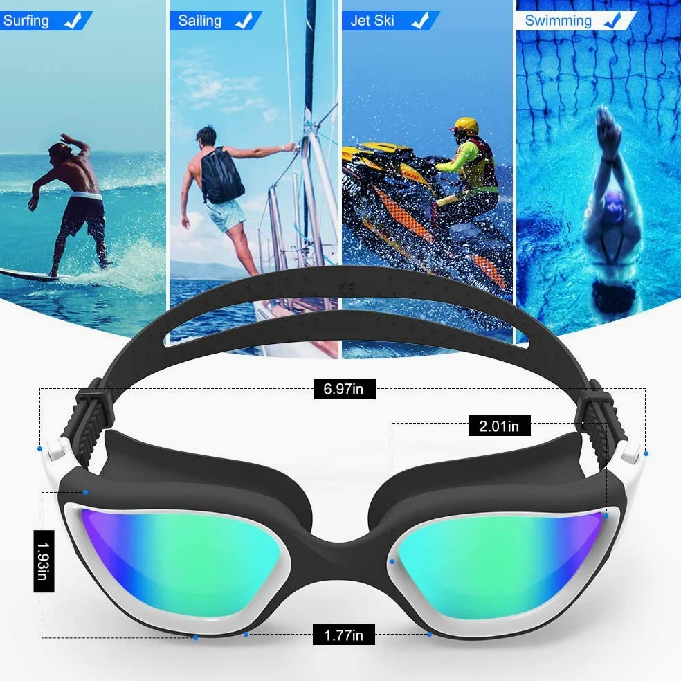 ZIONOR G1 - Gafas de natación polarizadas para unisex y adulto y mujer, anti niebla, 100% anti UV gafas de buceo