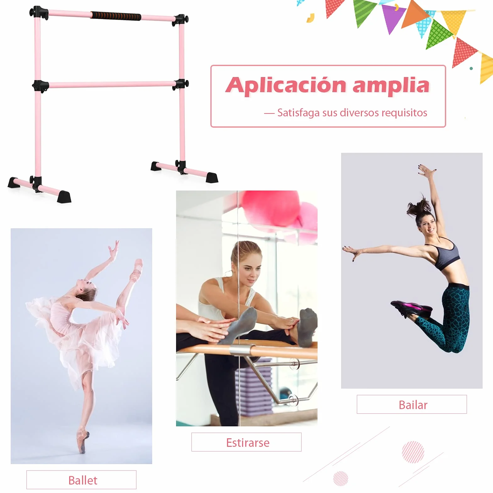 COSTWAY Barra de Ballet Independiente Móvil Altura Regulable 50 kg