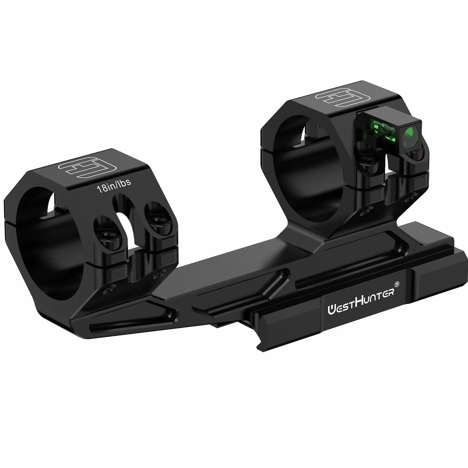 WestHunter Optics Precision Picatinny - Soporte para mira telescópica Picatinny, tubo de 30 mm/34 mm, doble anillo, ligero, de una sola pieza, 20 MOA, nivel de burbuja, modelo básico