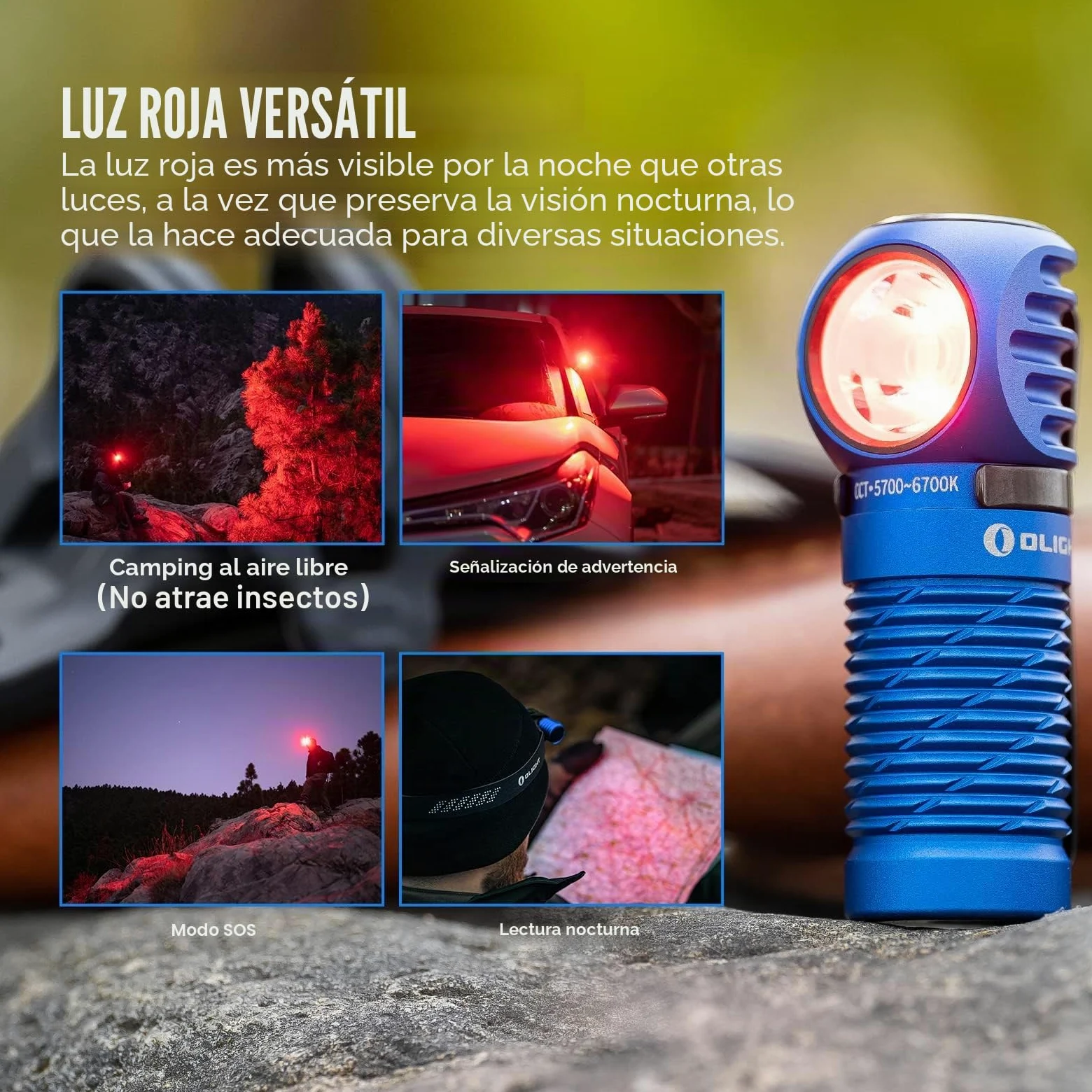 OLIGHT Perun 2 Mini, Linterna frontal LED con banda para cabeza, alcance 150 m. Luz blanca 180º