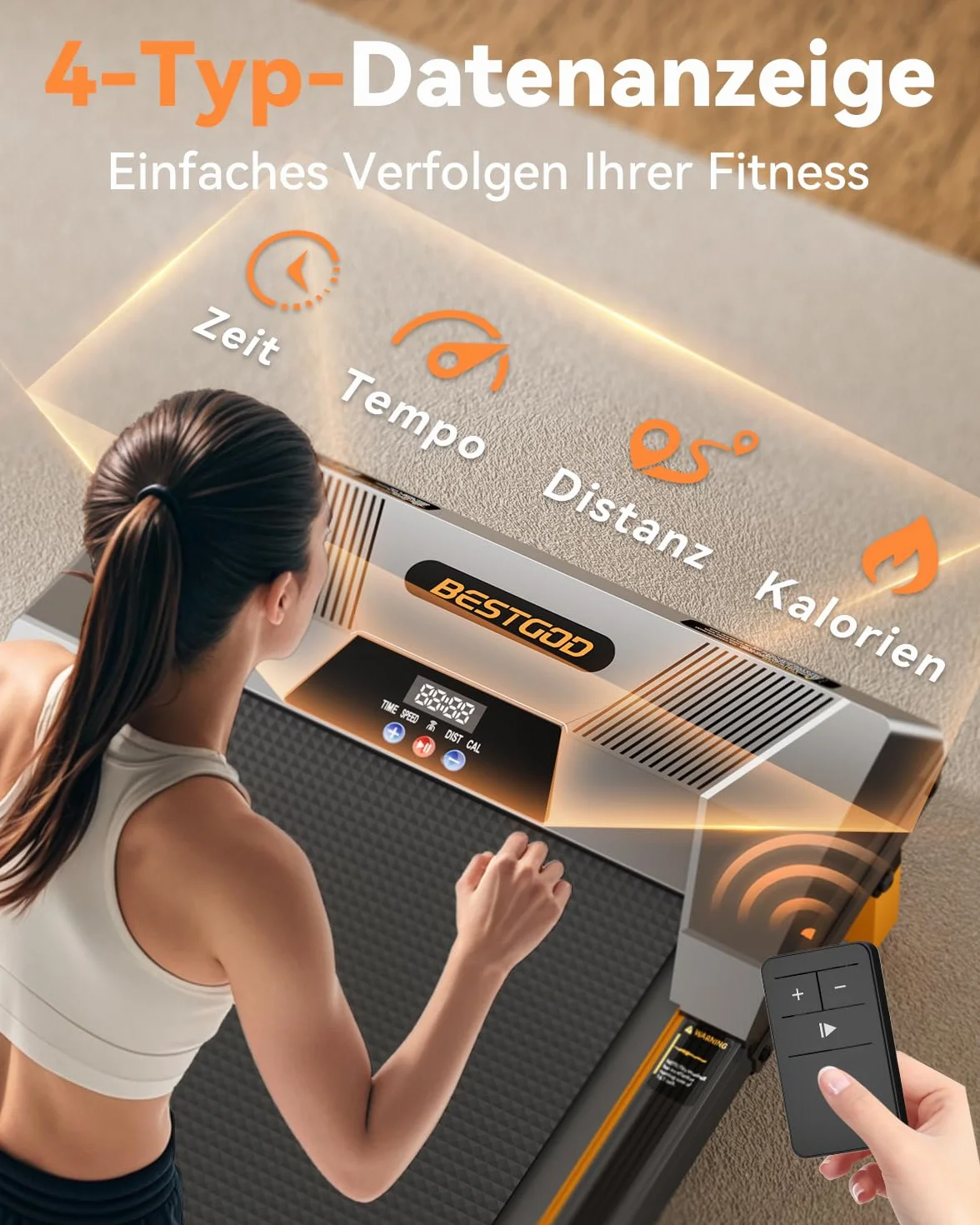 BestGod Cinta de Correr Eléctrica Plegable Walking Pad para Casa y Oficina, Cinta de Andar con Inclinación del 5%, Motor de 2,5 CV, Silenciosa con Mando a Distancia, para Caminar y Correr hasta 150 kg