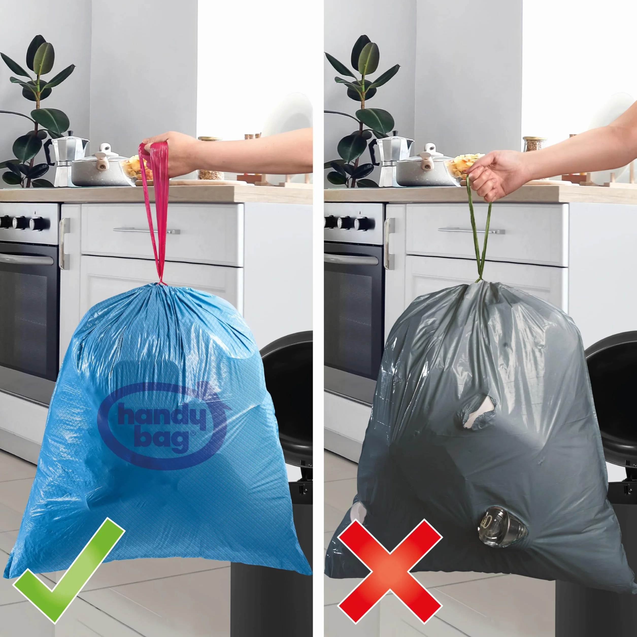 Bolsas de Basura Resistente Antigoteo 50L Autocierre Reciclado 8 Bolsas