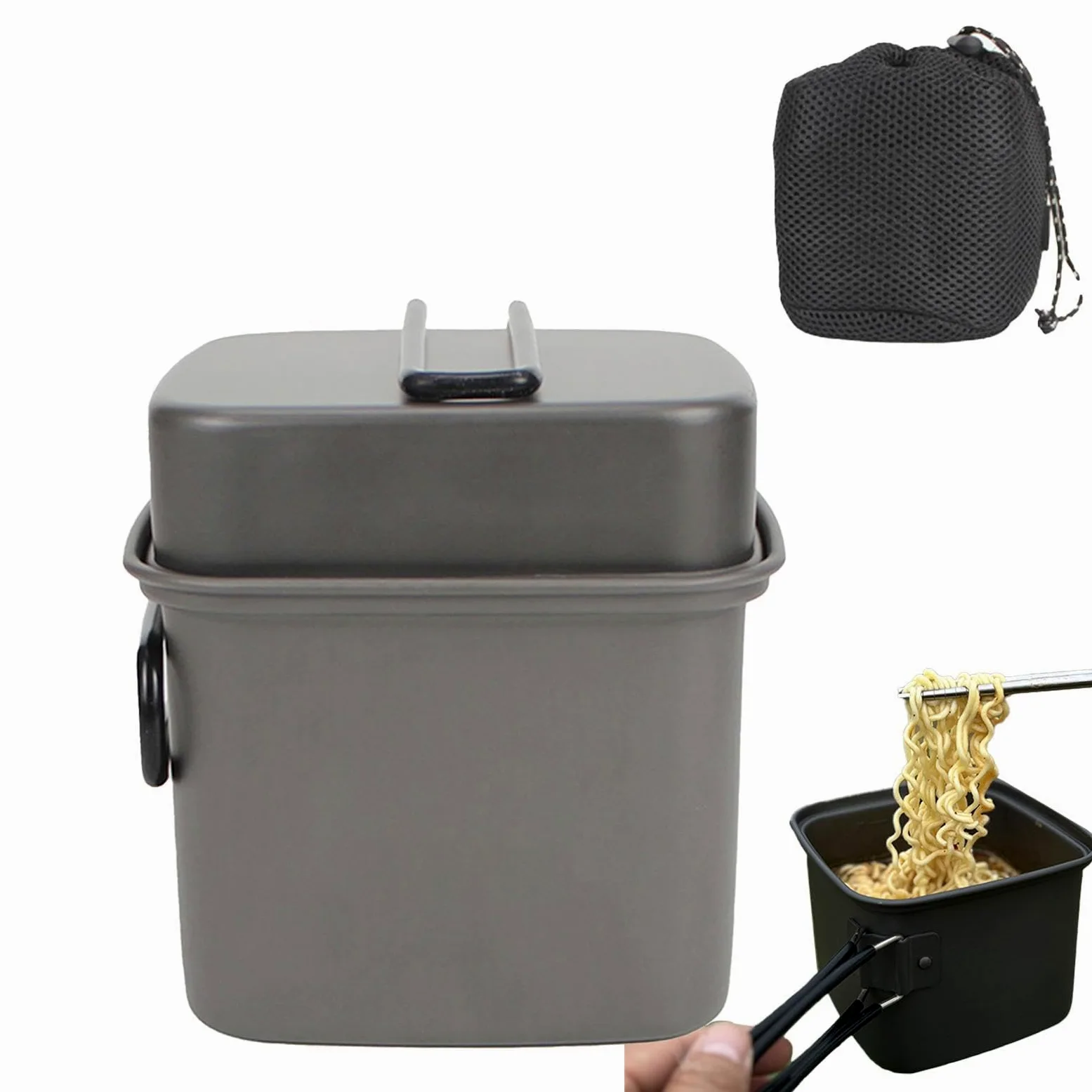 Juego de Utensilios de Cocina para Camping, ollas antiadherentes de | aluminio para exteriores, 5.12 x 5.12 x 4.92 pulgadas, accesorios de equipo de camping, utensilios de cocina multifuncionales