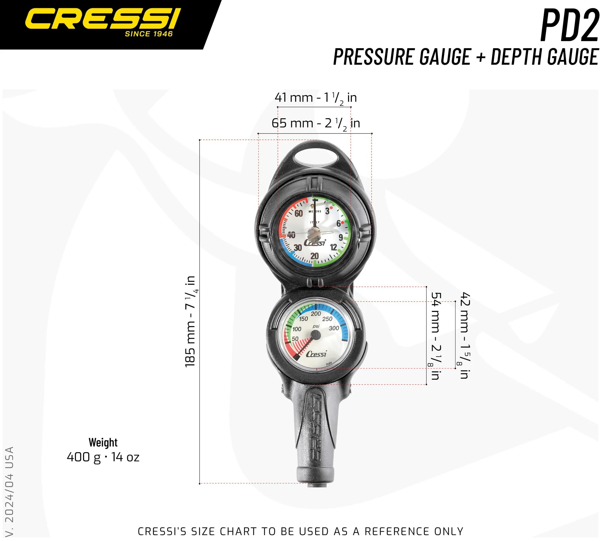 Cressi Consola PD2, negro, fluo global