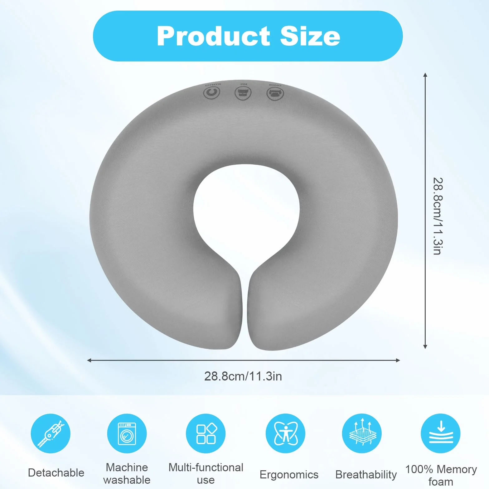 Foreverup Almohada de Masaje Boca Abajo, Reposacabezas Cama, Cojín Facial U-Forma