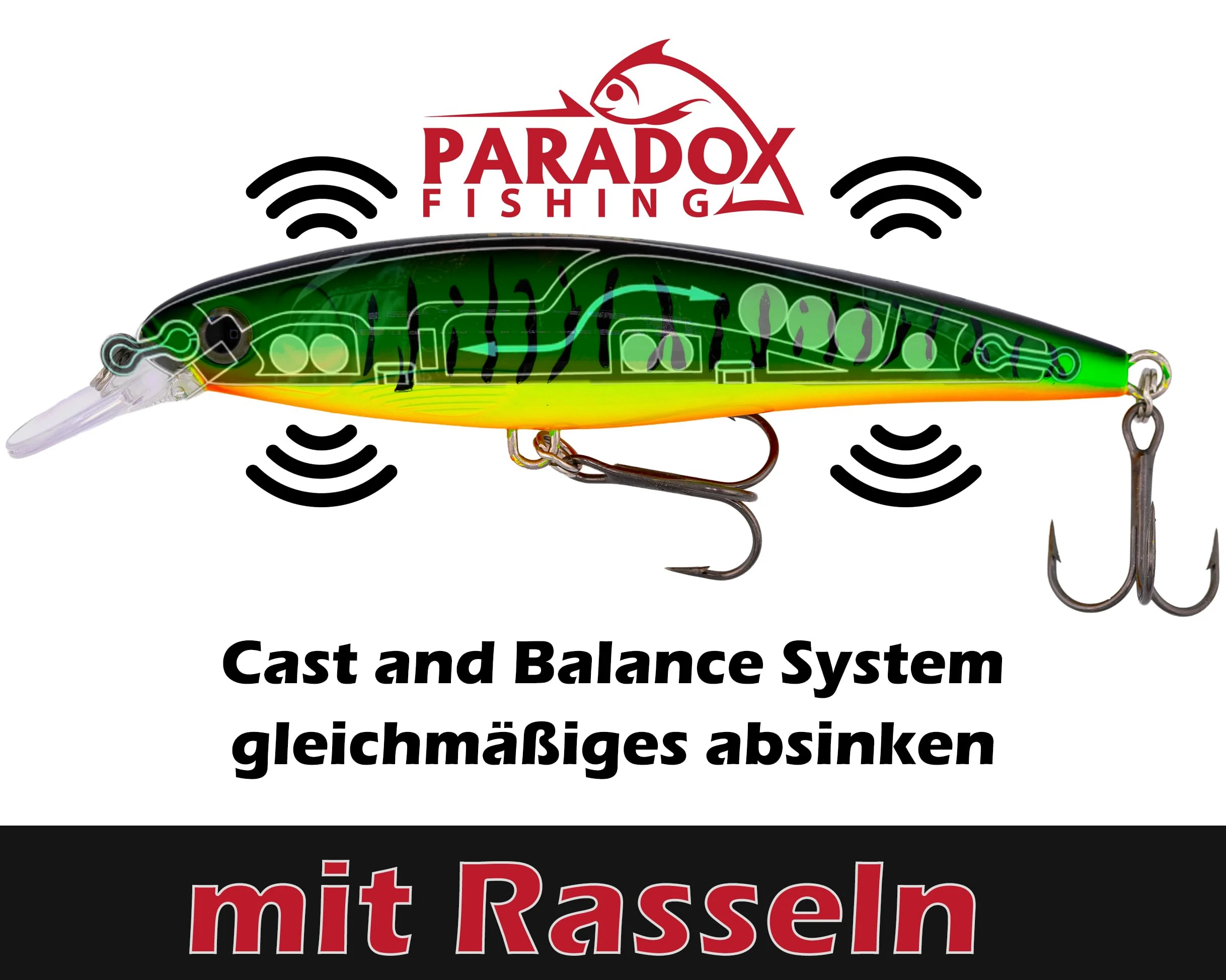 Paradox Fishing Juego de 4 señuelos de pesca de lucioperca, 13 g, 11 cm, con caja, cebo para lucioperca, perca