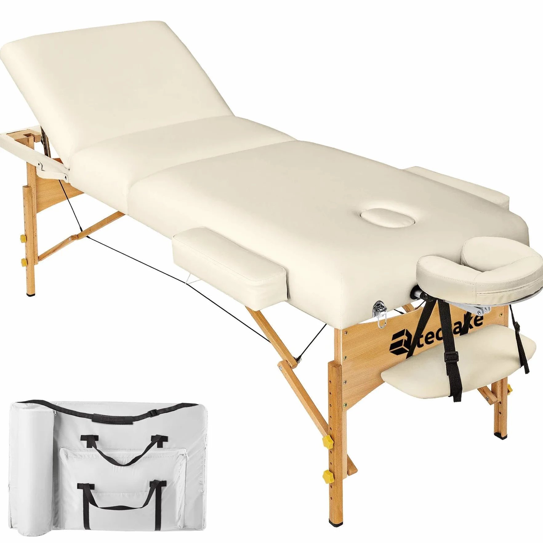 Camilla Masaje Plegable Portátil Ajustable 250kg Acolchado 7,5cm Beige