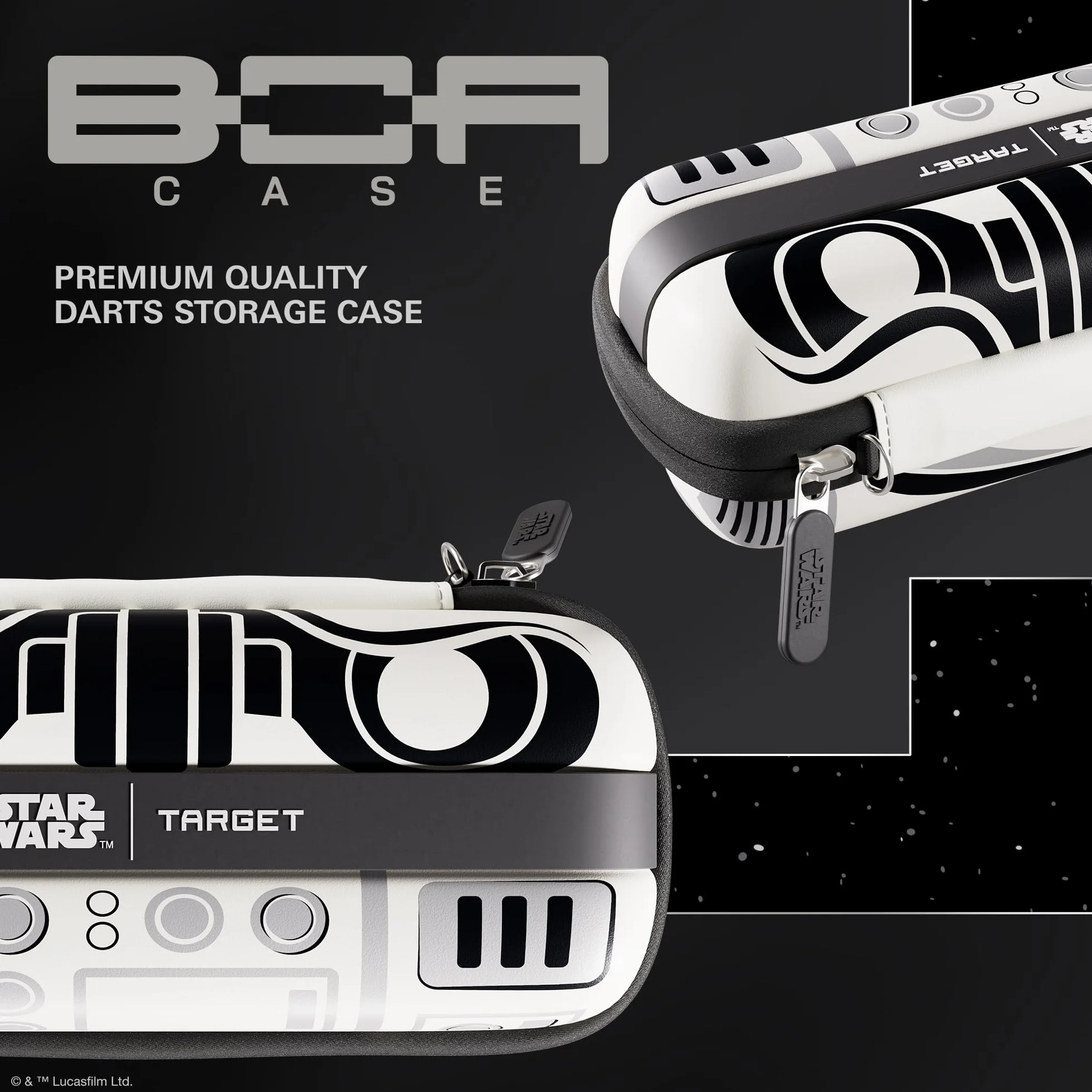 Target Darts Star Wars Stormtrooper Boa Cartera | Storm Trooper Estuche para Dardos Diseño Imperial, Compartimento para Puntas Swiss Point, Carcasa Rígida y Organizador Accesorios