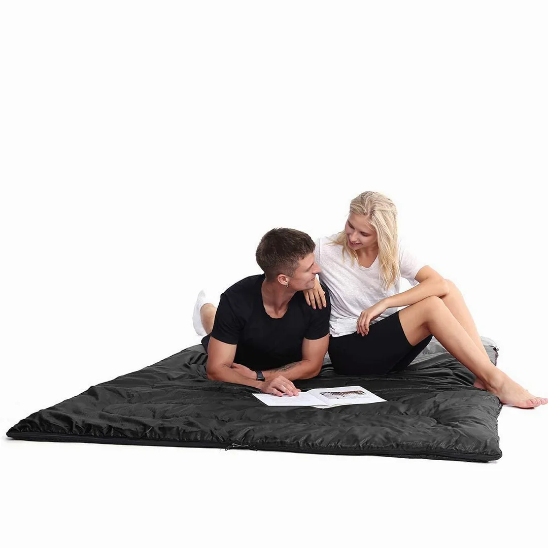 oaskys Saco de Dormir Doble para Adultos con 2 Almohadas, tamaño Queen XL, Impermeable, para Todas Las Estaciones, Camping, Senderismo, mochileros, Sacos de Dormir para 2 Personas, para Clima frío y