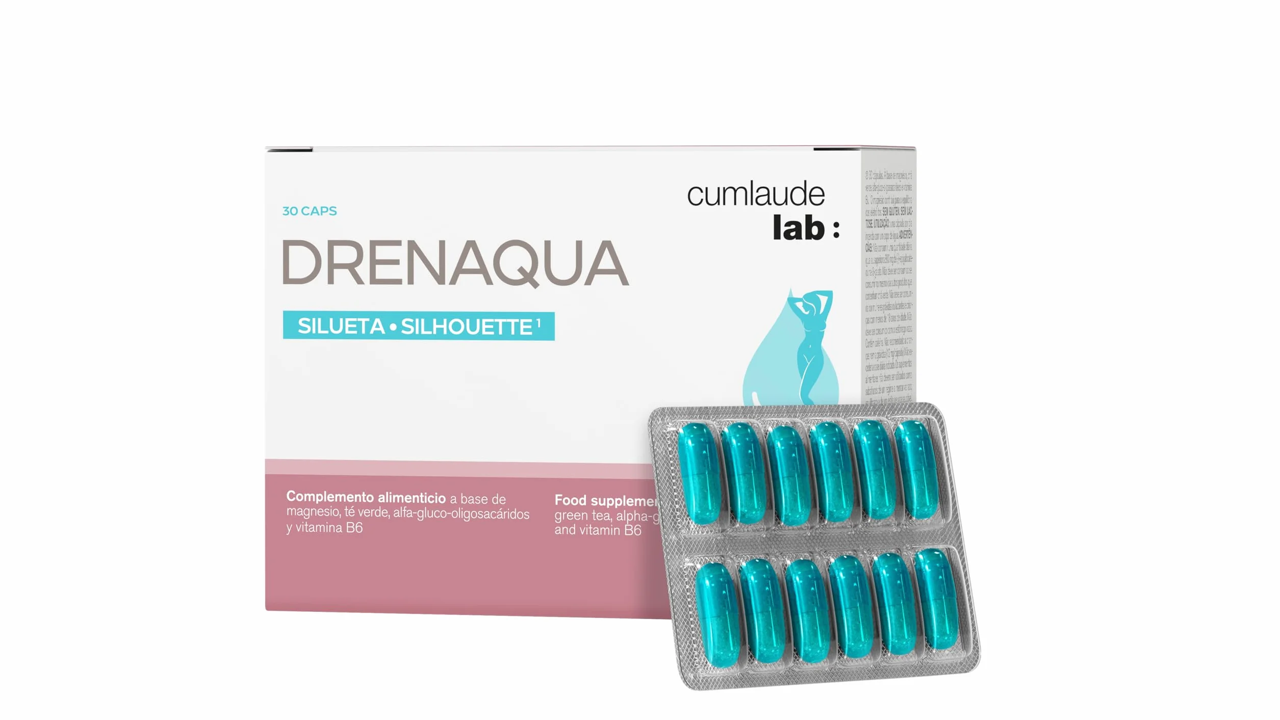 Cumlaude Lab Pack Drenaqua Complemento Alimenticio Diurético Retención Líquidos Té Verde Prebióticos Magnesio Vitamina B6