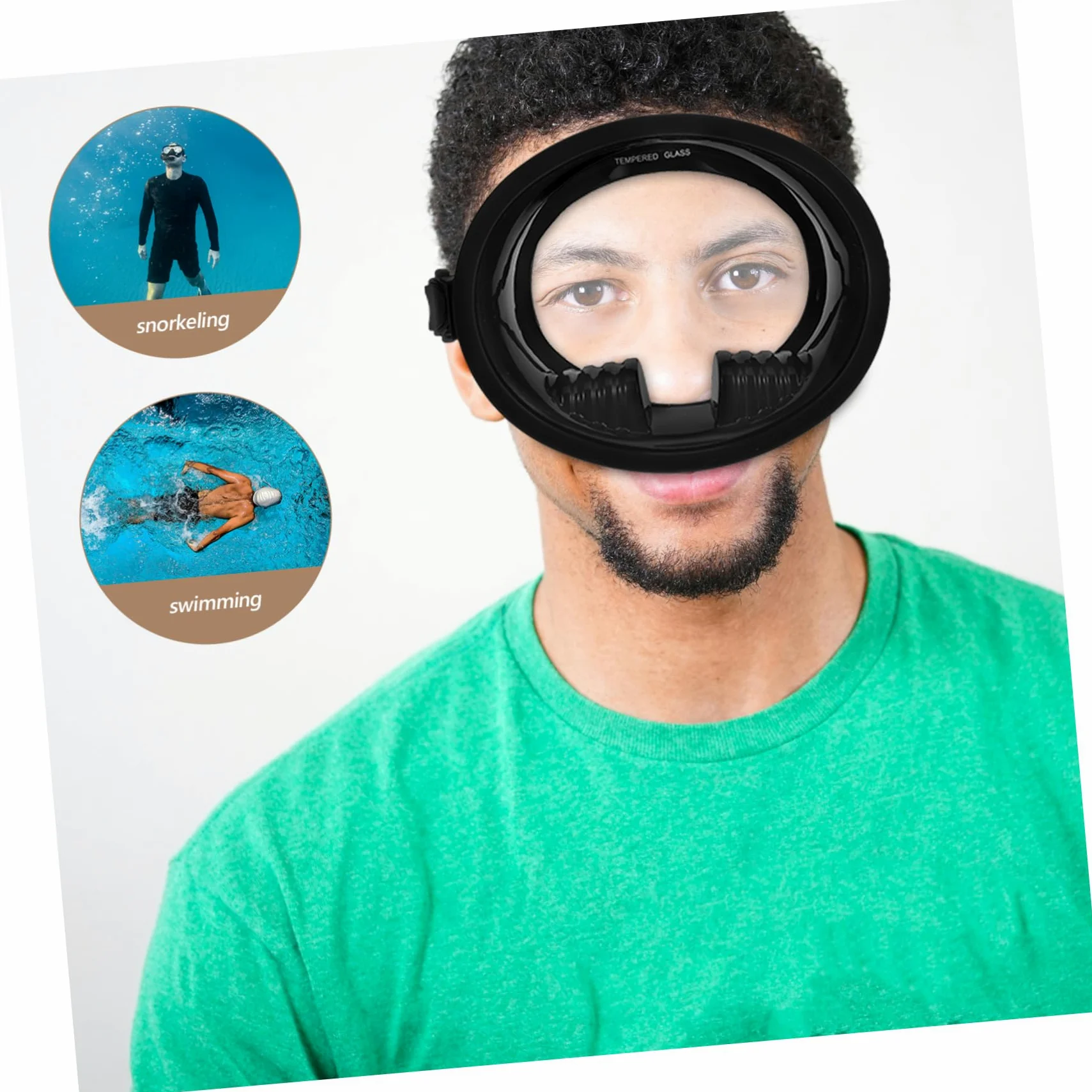 Toyvian Máscara de Buceo Visión Panorámica de Silicona y Vidrio Templado Antivaho Ajuste Cómodo , Adecuada para Buceo y Snorkel