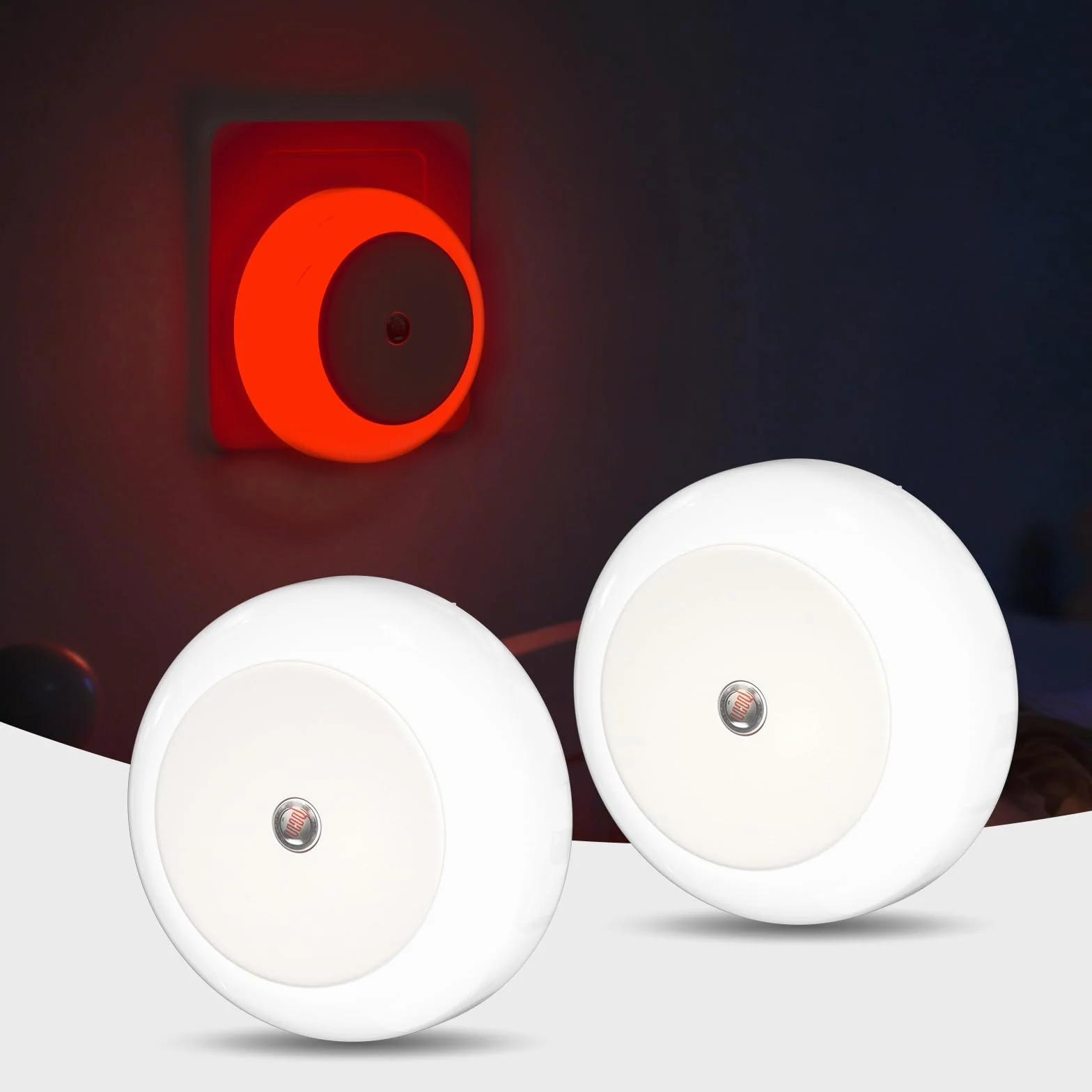 625nm Luz Roja Nocturna Enchufe Bebé con Sensor Crepúsculo Auto On/Off Pack of 2
