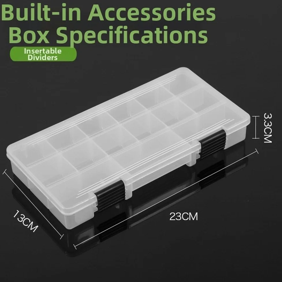 Caja de aparejos de pesca de cuatro capas con 4 bandejas extraíbles y separadores ajustables, organizador portátil para anzuelos, carretes, herramientas, equipo al aire libre, rojo (verde)