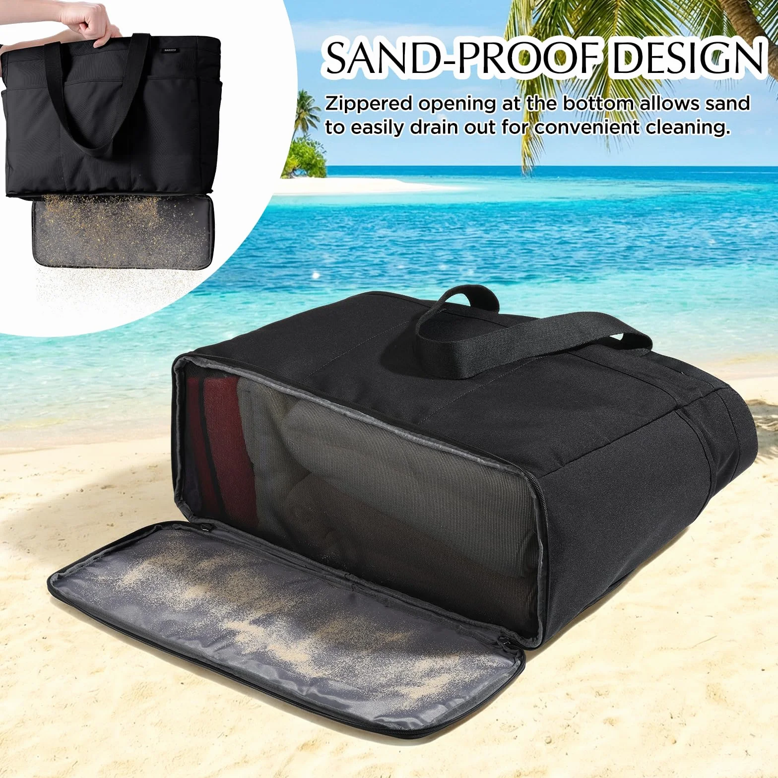 GAGAKU Bolsa de playa XXL impermeable con compartimento frigorífico plegable 50x38x19 cm azul
