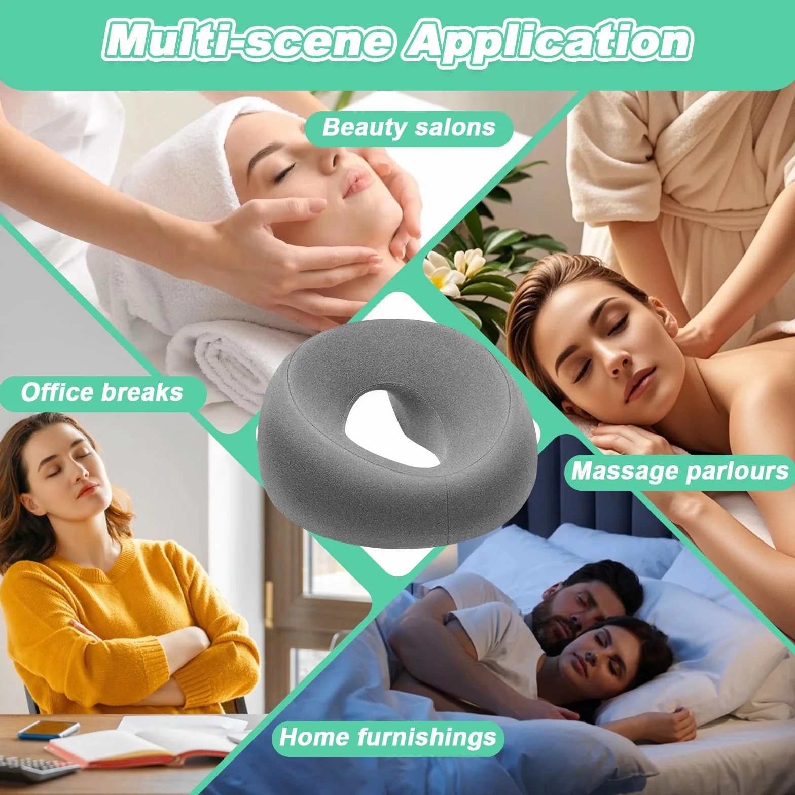 Almohada de Masaje Boca Abajo, Reposacabezas de Espuma Viscoelástica en Forma de U para Cama, Spa