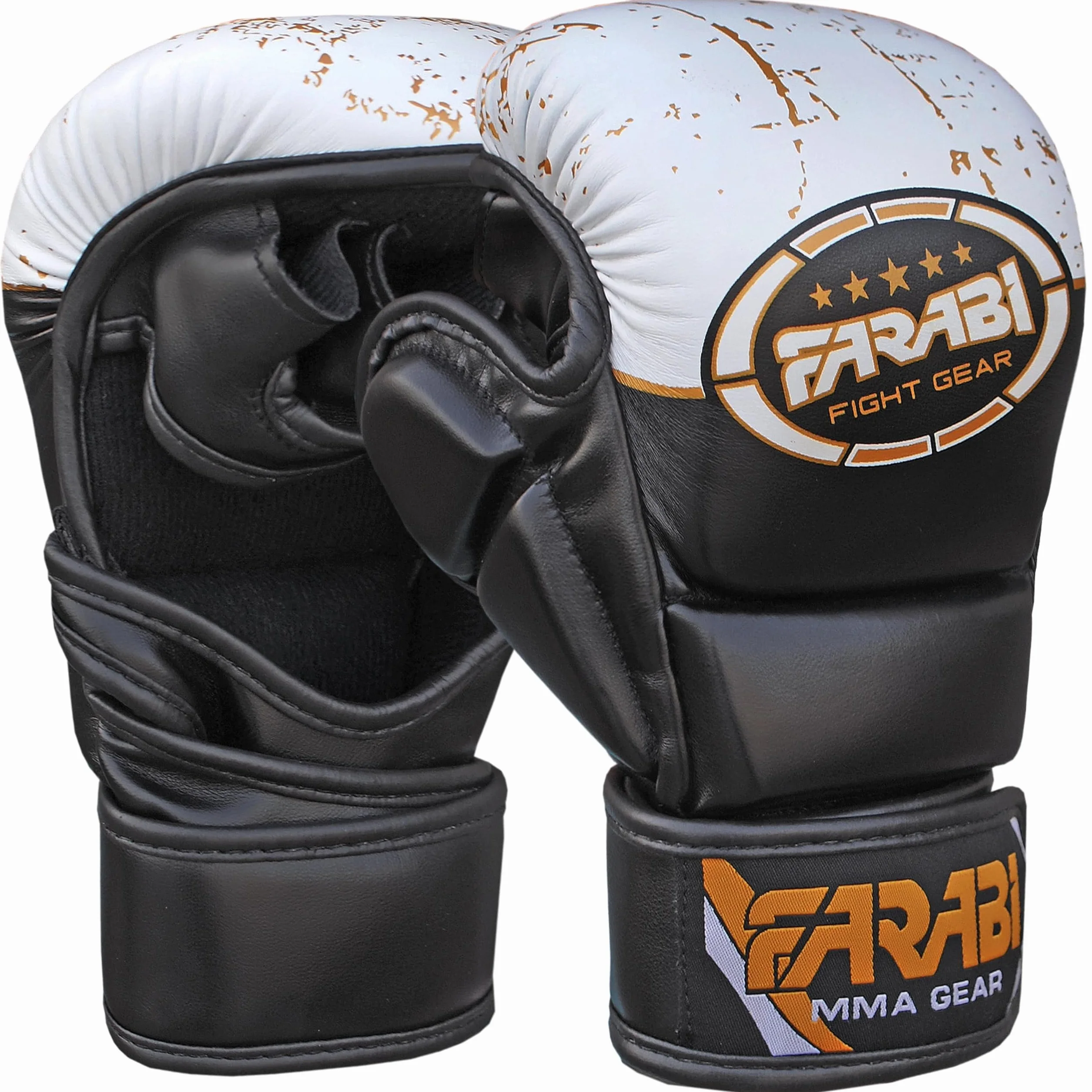 Farabi Sports Guantes MMA con Soporte de Muñeca Ajustable, Palma Abierta para Muay Thai y Entrenamiento