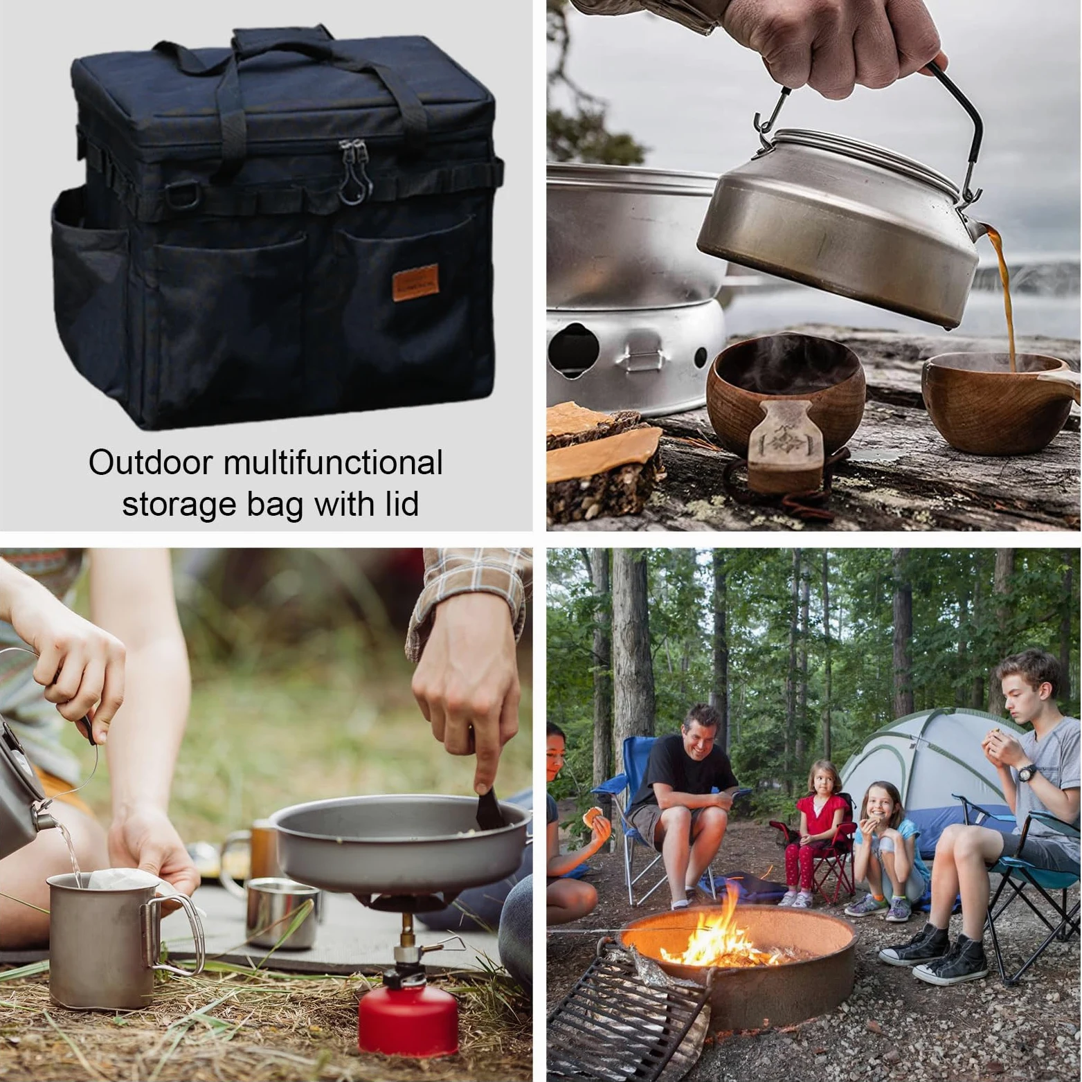 Bolsa De Almacenamiento para Camping Organizador de Gran Capacidad con | Bolsa De Viaje Para Aire Libre Transportable Para Viaje Picnic Herramientas Equipo y Vajilla