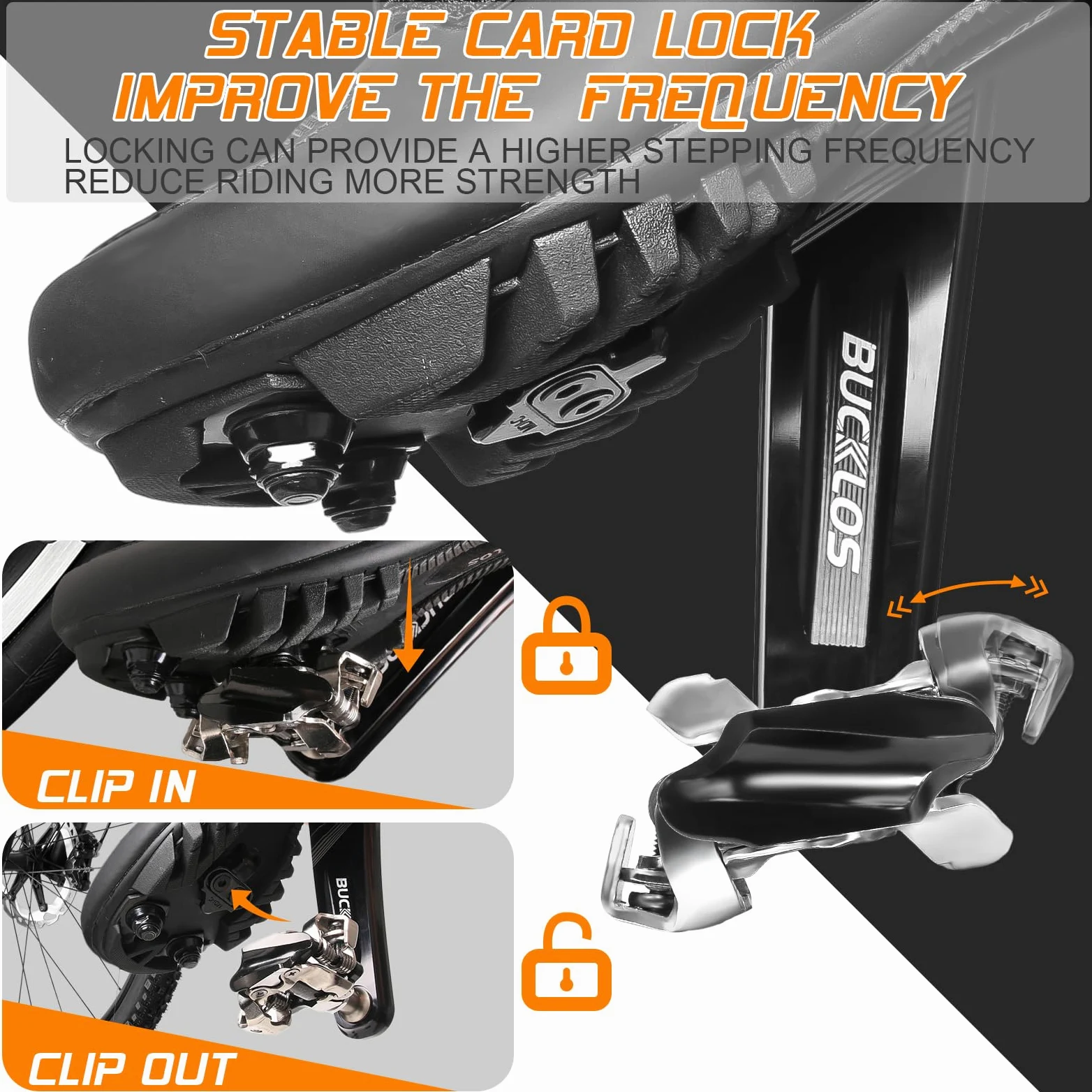 BUCKLOS SPD Pedales de clip para bicicleta de montaña MTB Pedales de doble cara sin clip – Bicicleta de carretera Spin Bike Rodamiento sellado Clips de bicicleta en pedal compatible con tacos Shimano