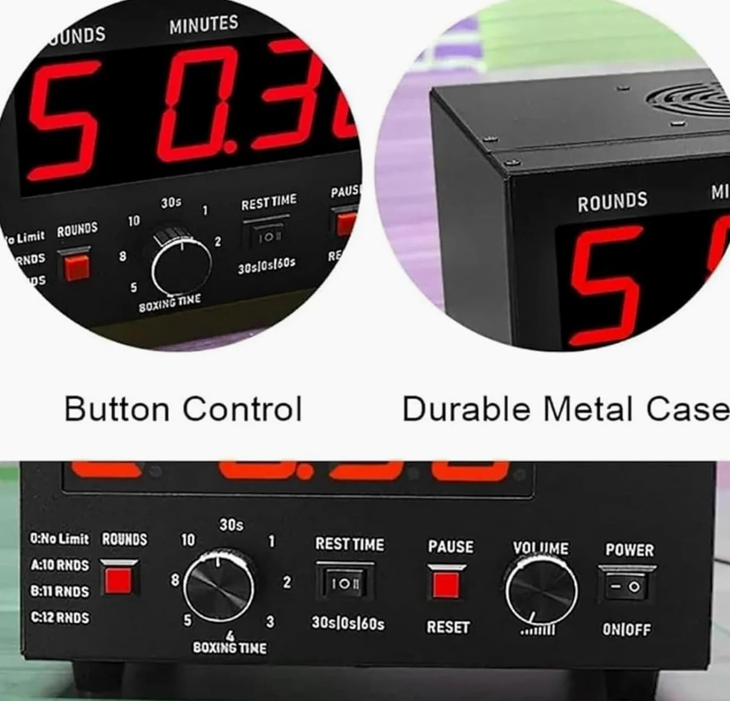 Temporizador digital de gimnasio con pantalla, temporizador de intervalo para entrenamiento de fitness, MMA, boxeo, entrenamientos HIIT, cuenta regresiva de ejercicios y cronómetro para atletas