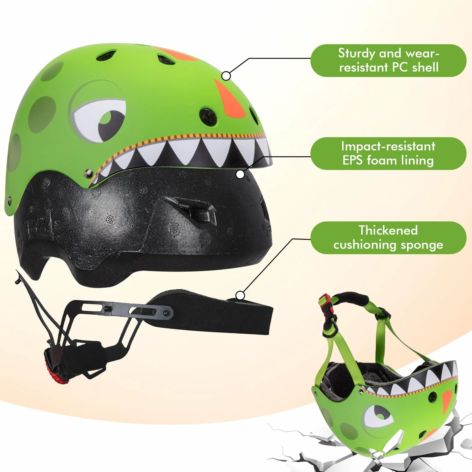 Casco Bicicleta Niños 2 3 4 Años, Cascos Infantiles Protección de Cabeza de Seguridad de Dibujos Animados para Niños, Peso Ligero Transpirable para Scooter/Patinaje/Rodillo Blading