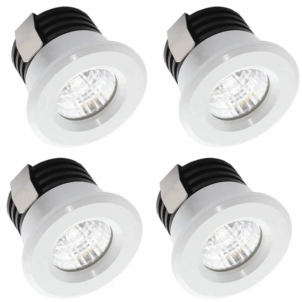 Mini focos LED empotrables 3 W blanco cálido con transformador