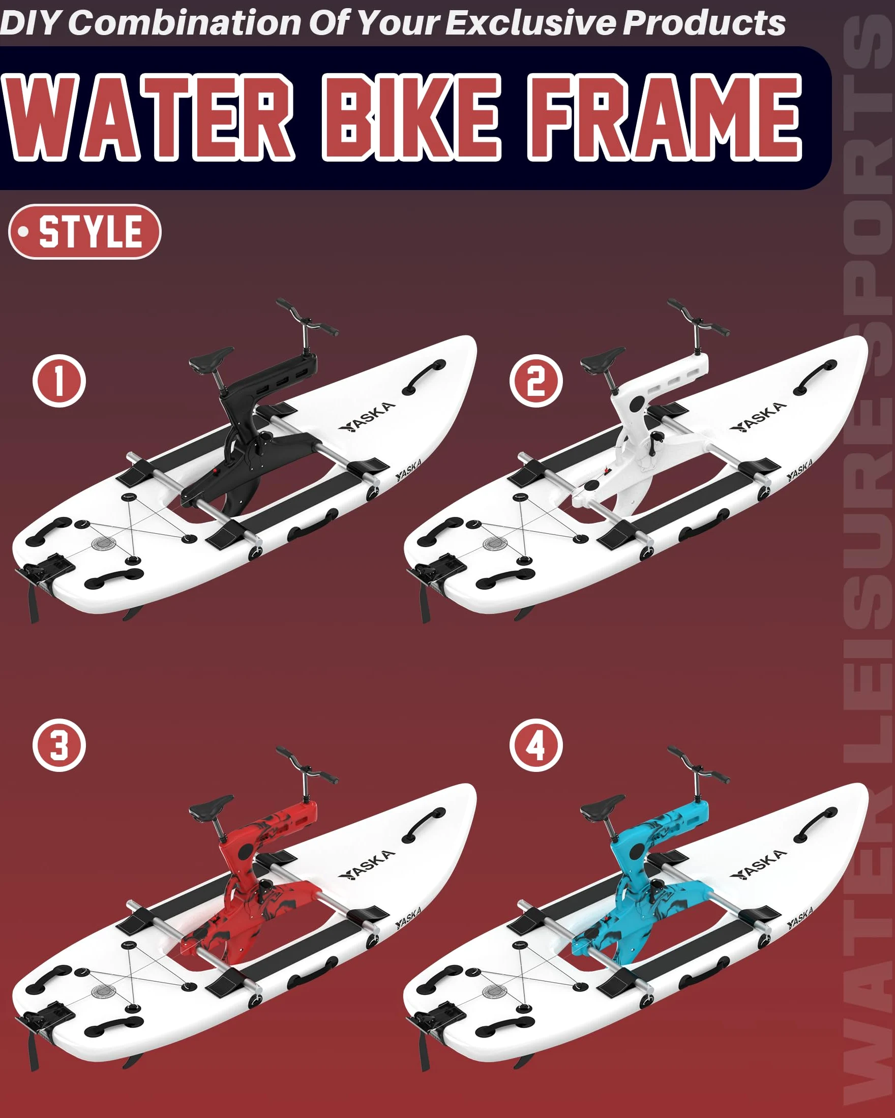 Water Bike Sea Bike Pedal Bike Recreational Surfing, Inflatable Kayak Bikeboat for Sport Fun Fishing, Water Bike Lake Bicycle Cycle Pedal Boat Inflatable Boat