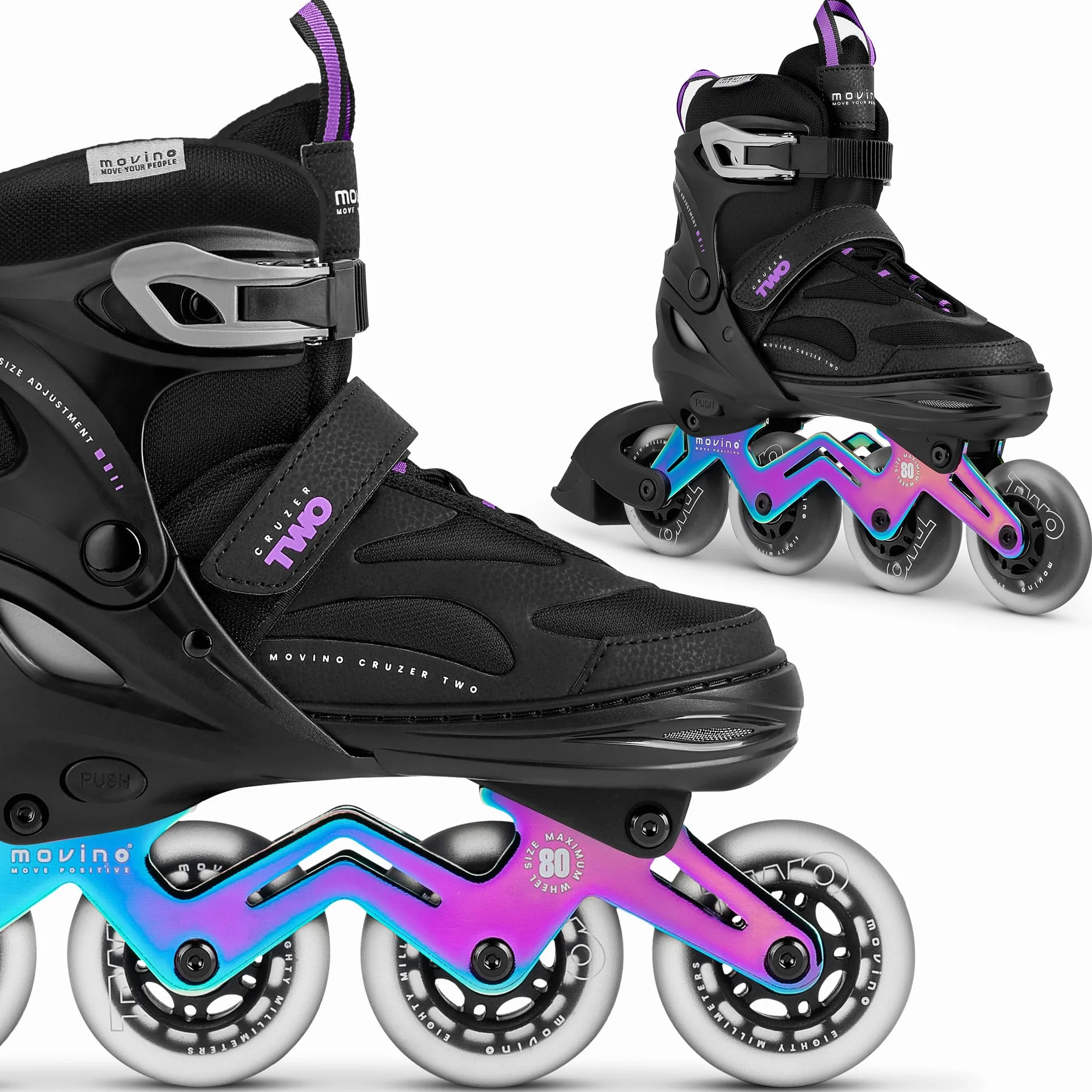 Movino Patines en Línea Cruzer B2 ABEC-9 Ruedas Grandes Cierre Tres Etapas Hebilla Cordones Correa