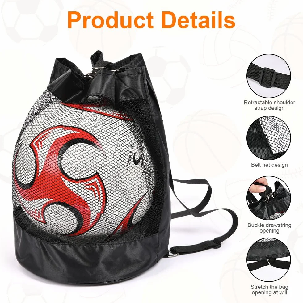 2PCS Bolsa de Malla Deportiva, Mochila de Malla Multiusos, Bolsa de Malla para Pelotas, para fútbol, Baloncesto, Tenis, Rugby, Voleibol