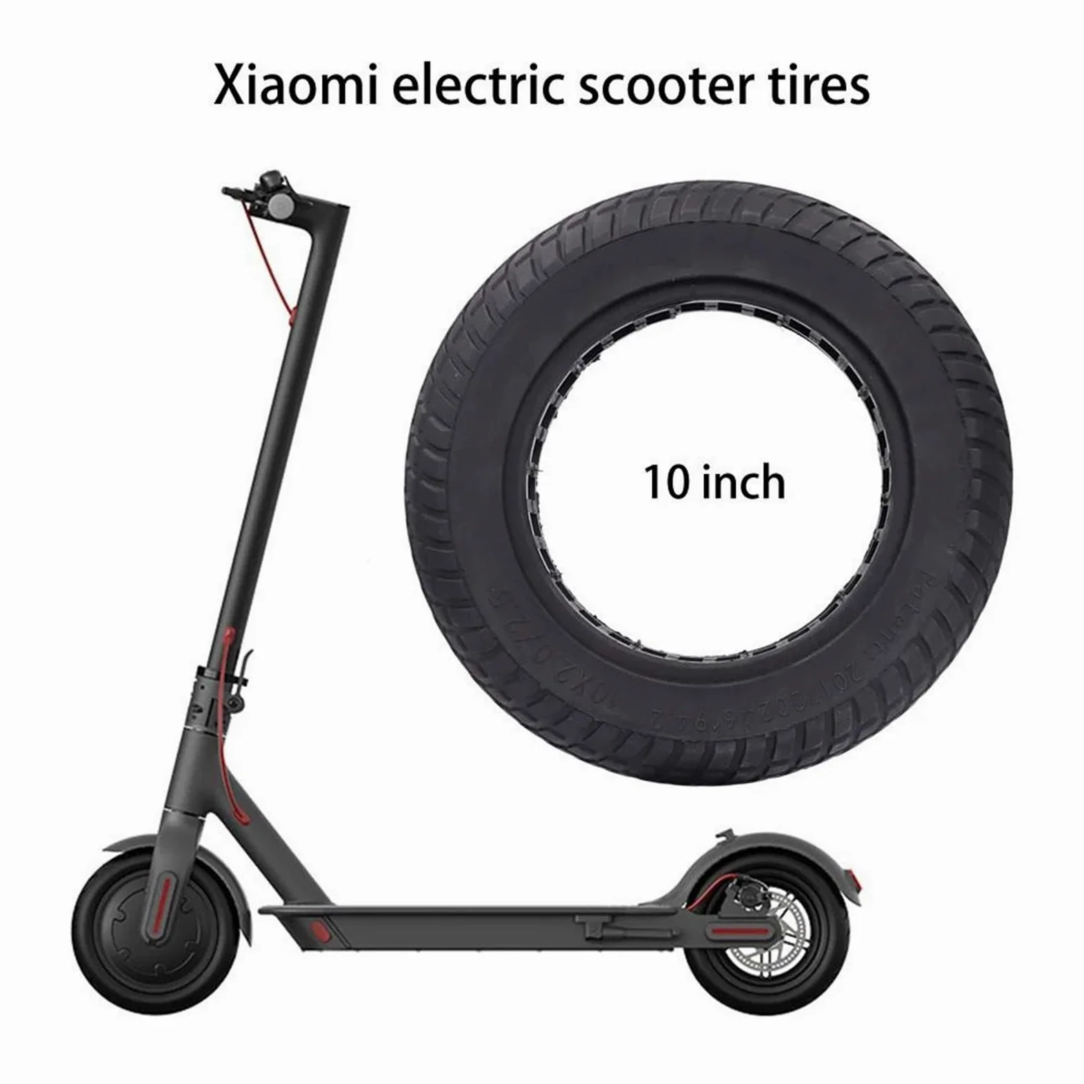 Neumático sólido for patinete eléctrico Xiaomi, M365 Pro Pro2 1S 10x2.0/2.5, amortiguador de panal, piezas sin cámara, goma 10 pulgadas rueda de scooter de goma maciza(2 pcs)