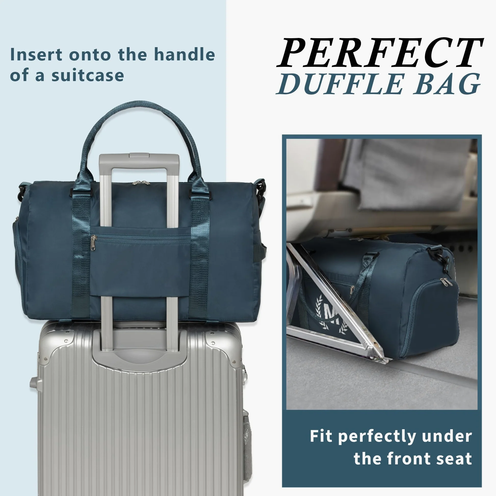 Bolsa de gimnasio para mujer, bolsa de lona personalizada con compartimento para zapatos, bolsa deportiva para yoga y baile, con bolsillo húmedo y correa para alfombrilla., azul, (Peacockblue), C