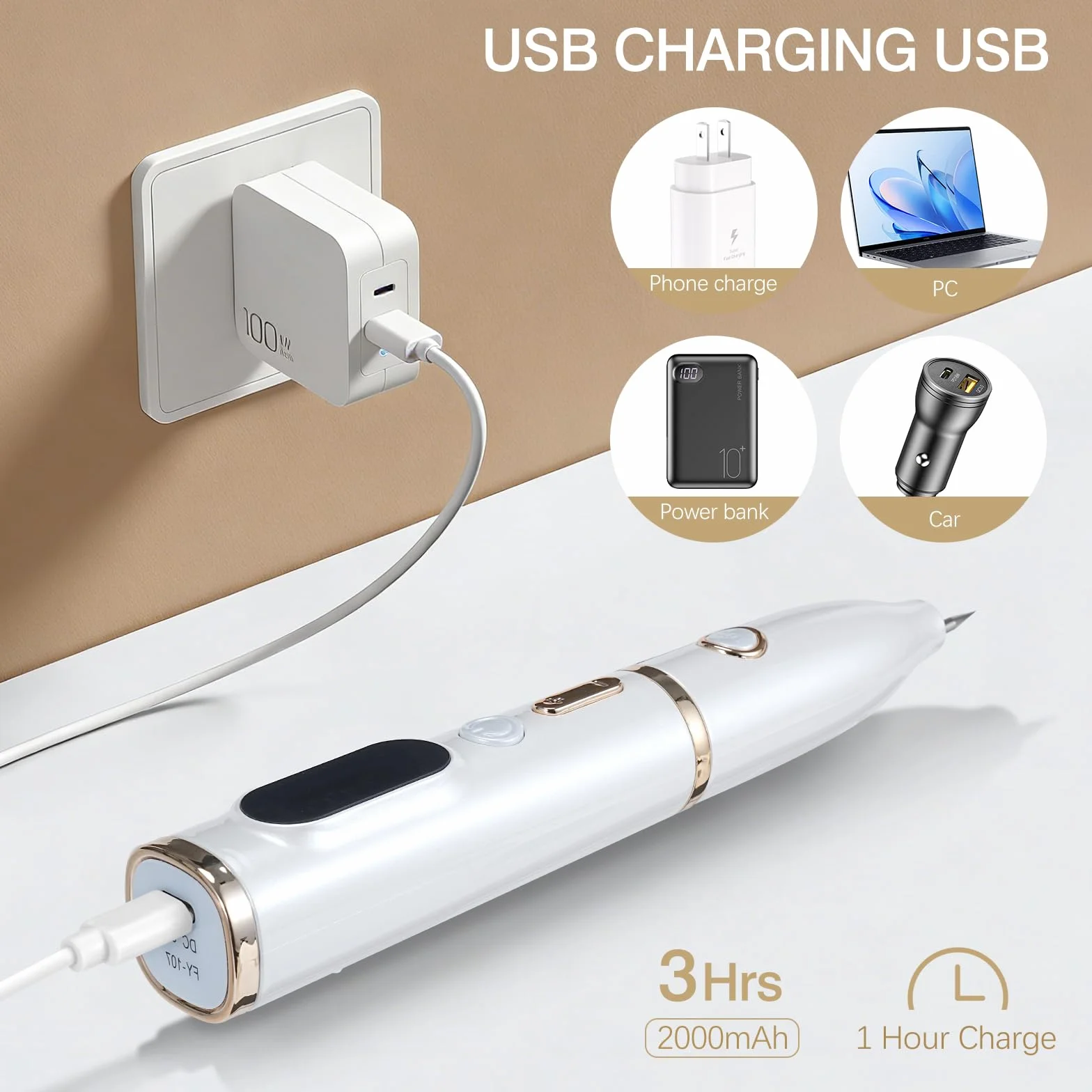 Lápiz para Eliminar Verrugas Cutáneas con Plasma 19 Niveles Intensidad Recargable USB