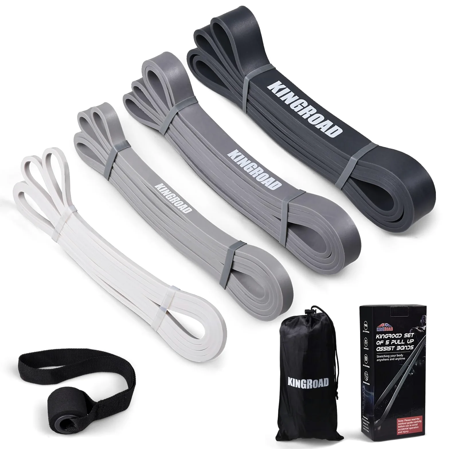 Bandas de resistencia para dominadas, juego de 5 bandas de resistencia resistentes para ejercicio, estiramiento, entrenamiento de levantamiento de potencia, entrenamiento con guía de instrucciones