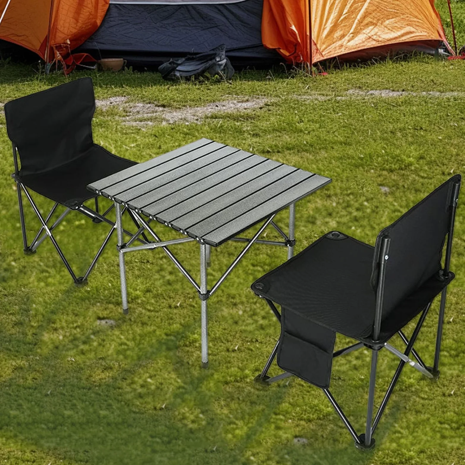 Oxford Camp Gear - Mesa de Camping Plegable, Mesa de Picnic Ligera y 2 sillas para Senderismo, Muebles de Exterior portátiles para Adultos, Barbacoa y Viajes