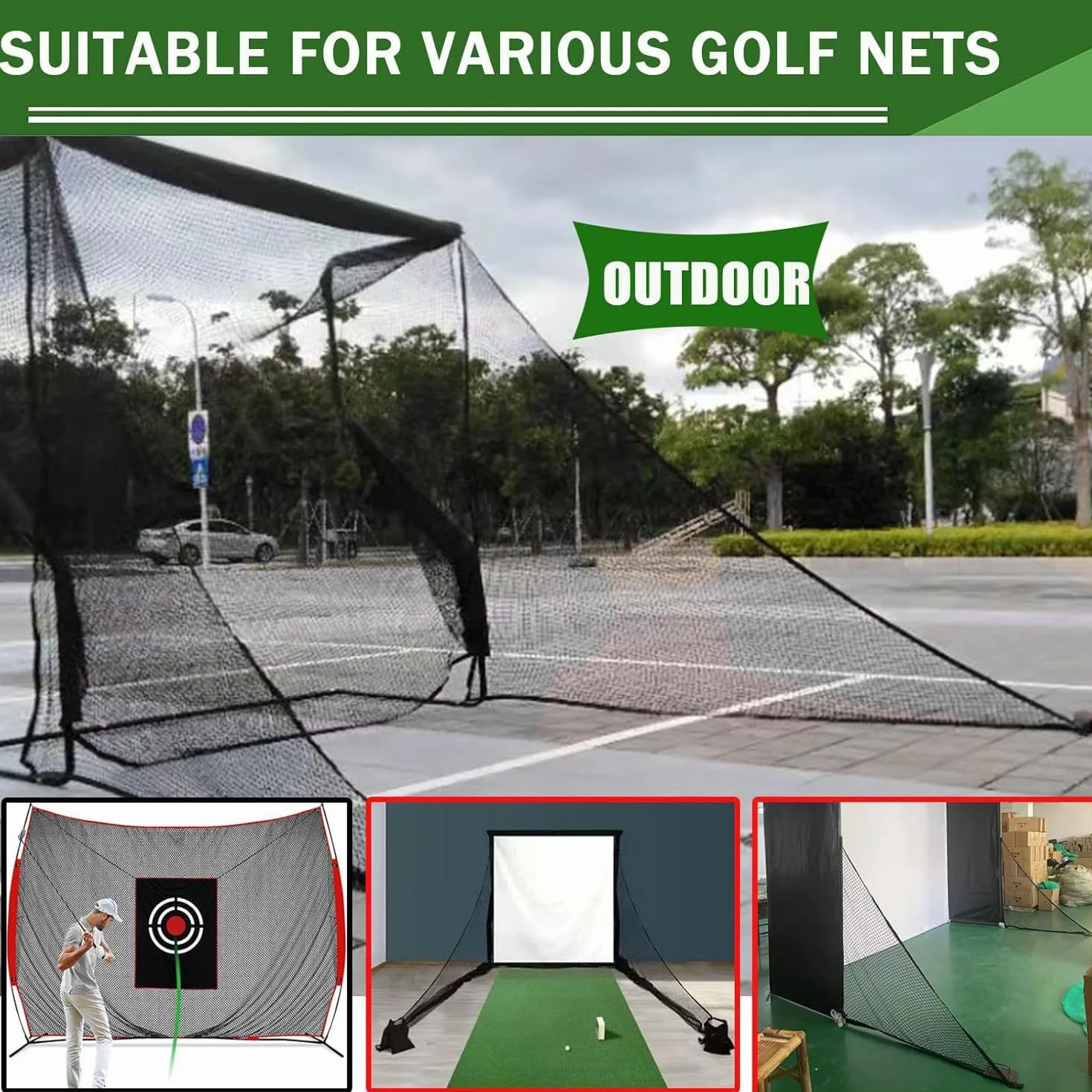 Red de Entrenamiento de Golf 2.1x2.1m con Sacoterreno Malla Deportiva para Interiores y Exteriores