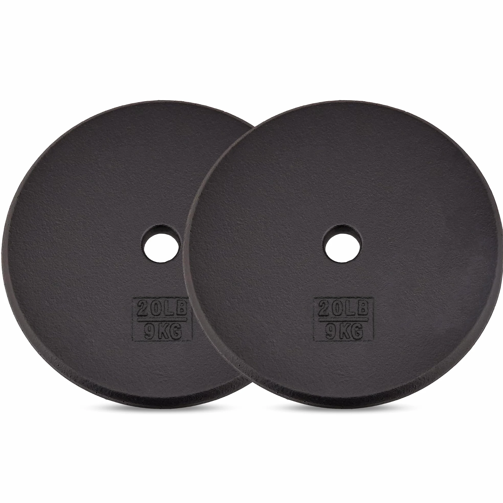 Yes4All Placa de peso estándar de hierro fundido de 1 pulgada, ideal para entrenamiento de fuerza, 20 libras, par