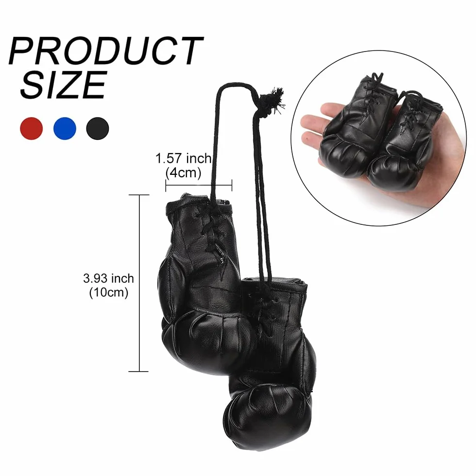 JSCARLIFE Mini guantes de boxeo para espejo de coche, guantes de boxeo en miniatura, recuerdos de fiesta de boxeo, adornos de Navidad, decoración colgante para el hogar, accesorios de coche, bolsa