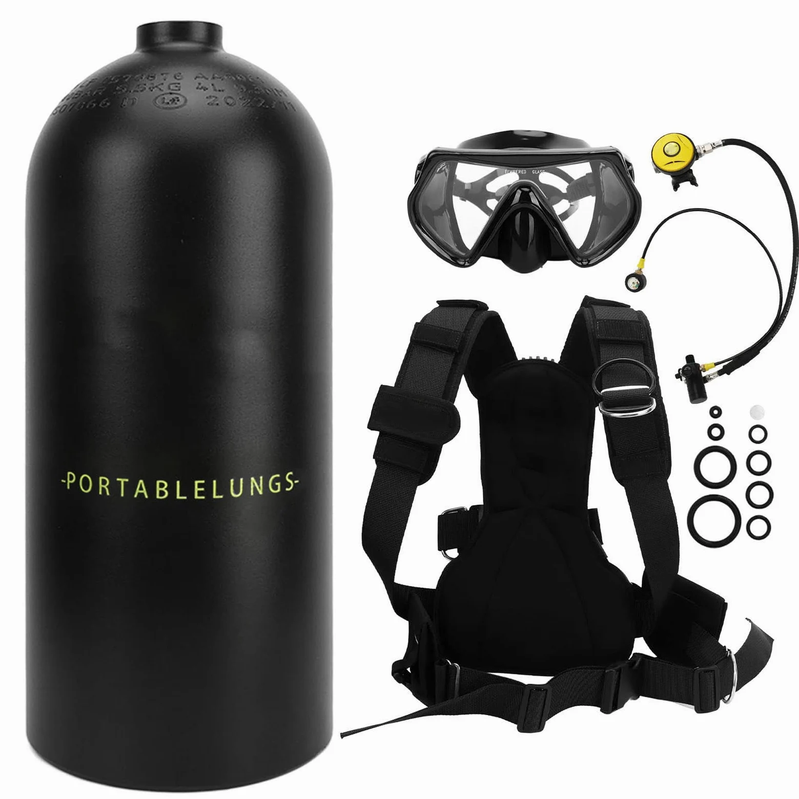 RiToEasysports Kit de Tanque de Buceo 3L, Cilindro de Oxígeno Portátil para Bucear