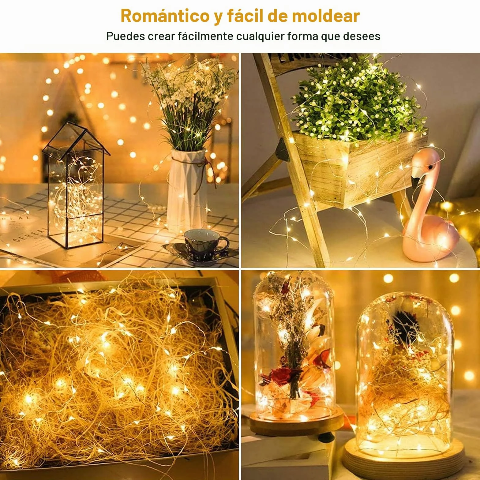 Suright Guirnalda Luces LED 2x12M 120 LED Impermeable Exterior Decoración Navidad Amarillo Cálido