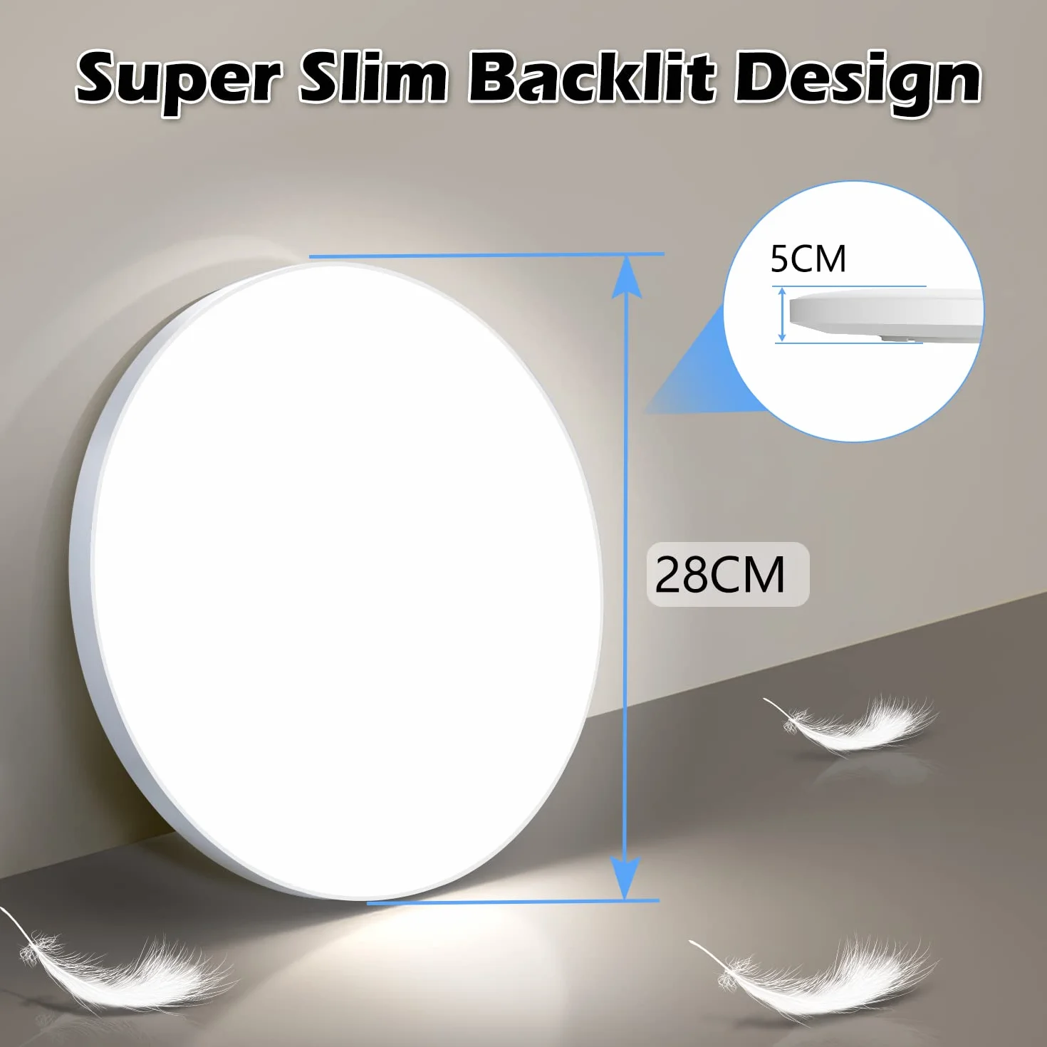Plafon LED Techo 24W 2000LM 6500K IP44 Ø28cm Lampara Led Techo